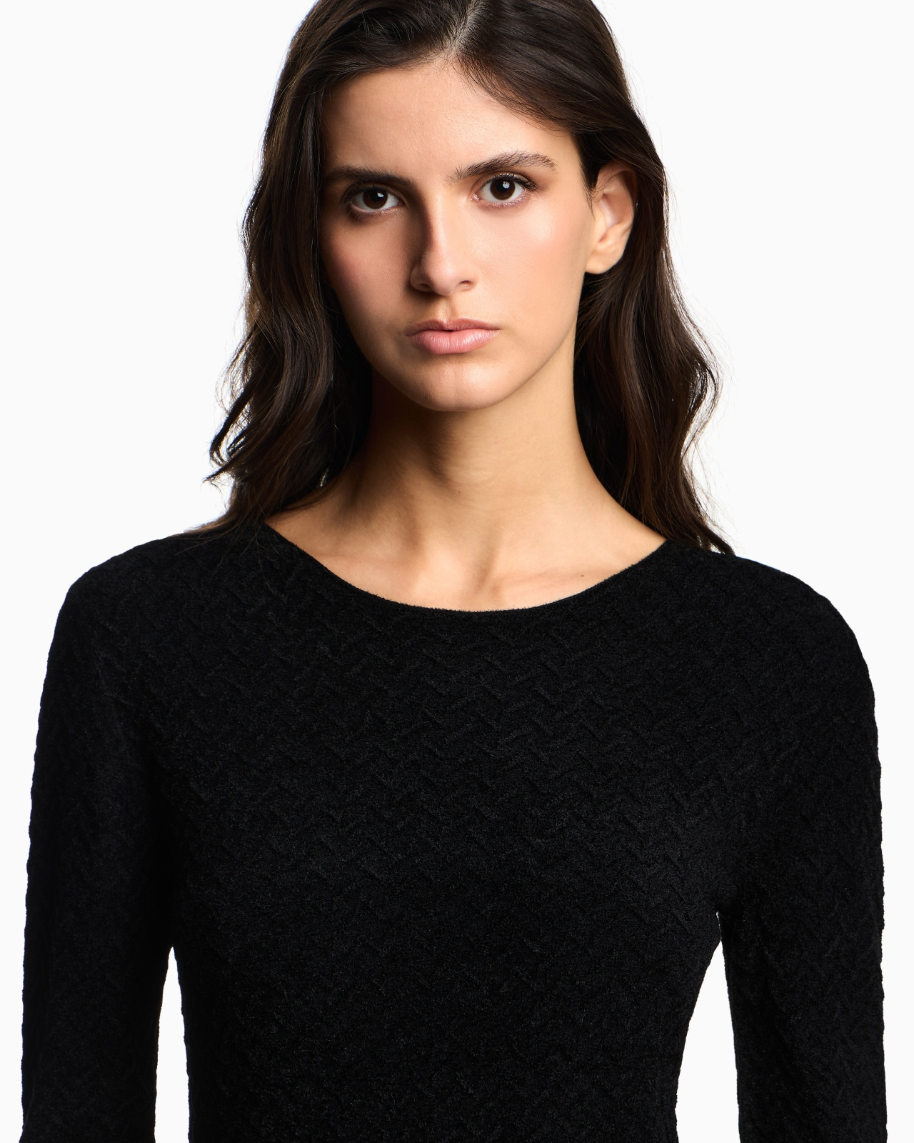 CHENILLE JUMPER WITH EMBOSSED IRREGULAR CHEVRON MOTIF - 5