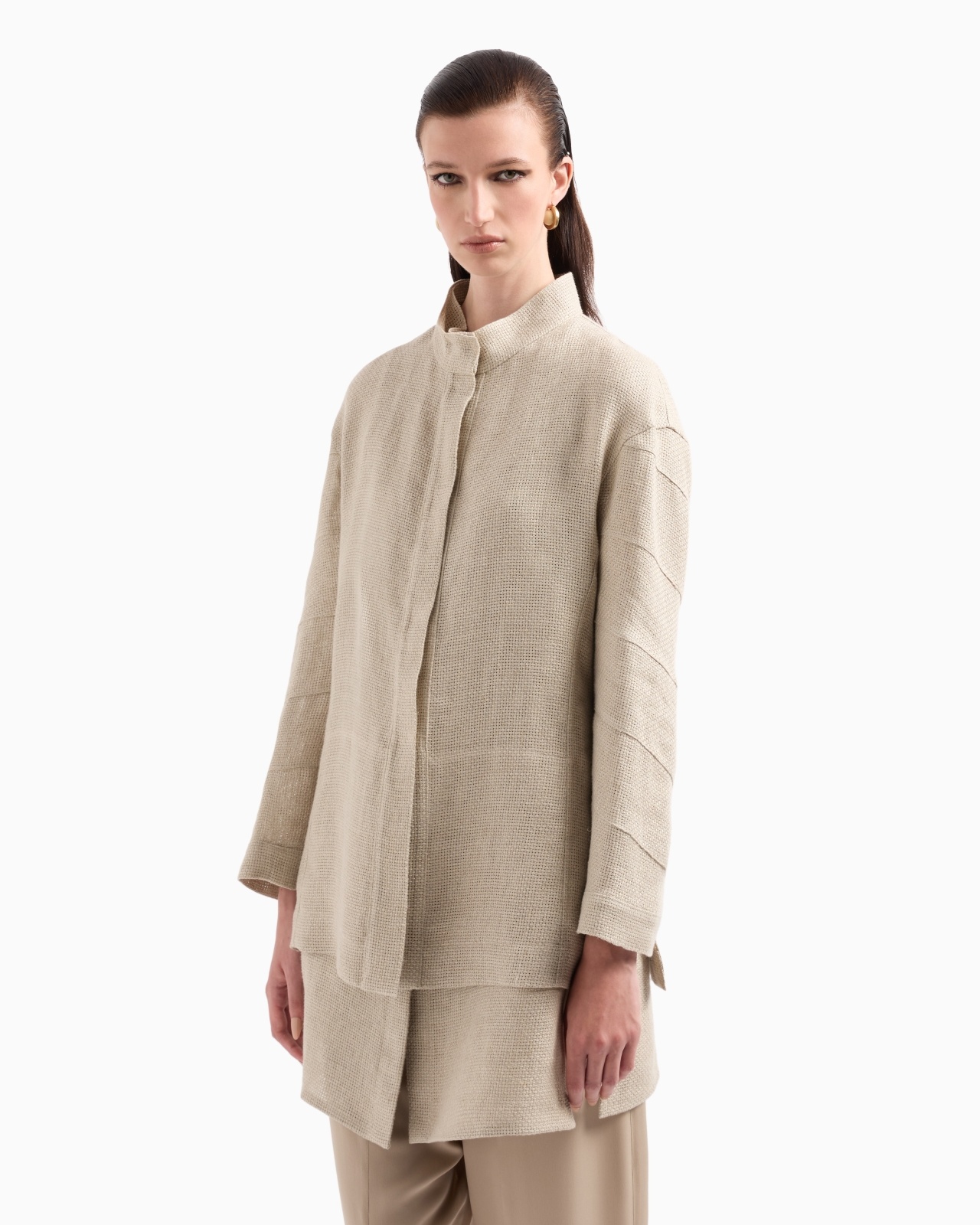 SINGLE-BREASTED JACKET IN LINEN GAUZE - 4