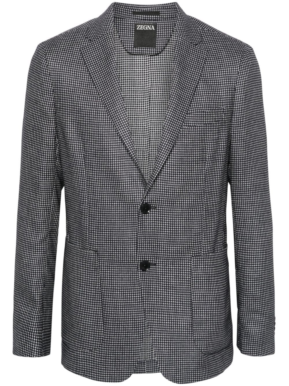 patterned single-breasted blazer - 1