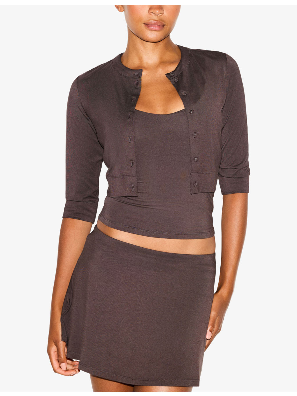 Smooth Lounge Cropped Stretch-Modal Cardigan - 3