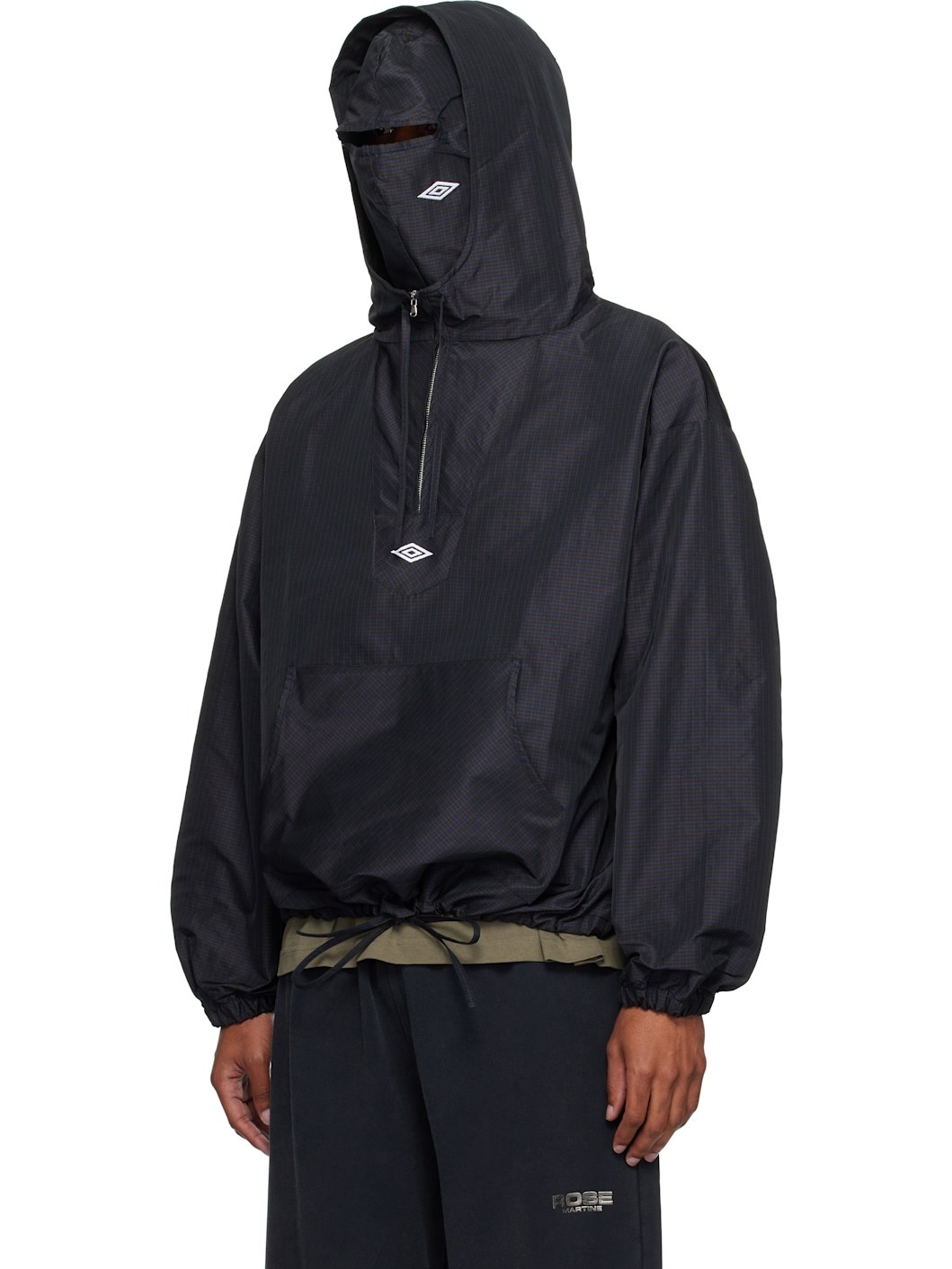 Brown & Navy Check Mask Anorak - 4