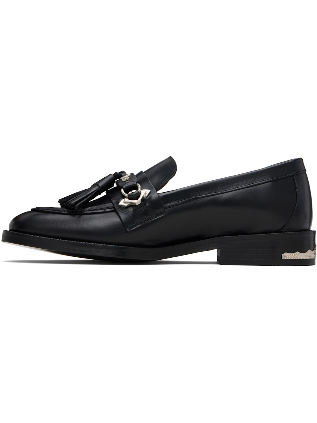 Black Hard Leather Loafers - 3