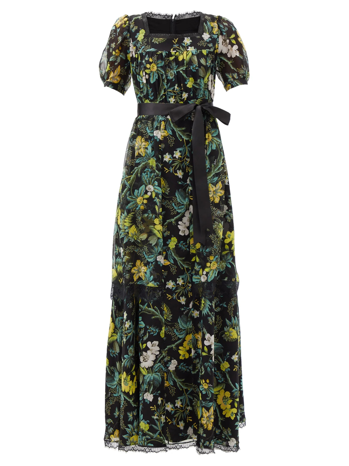 Florencia Ashcombe Forest-print silk gown - 1