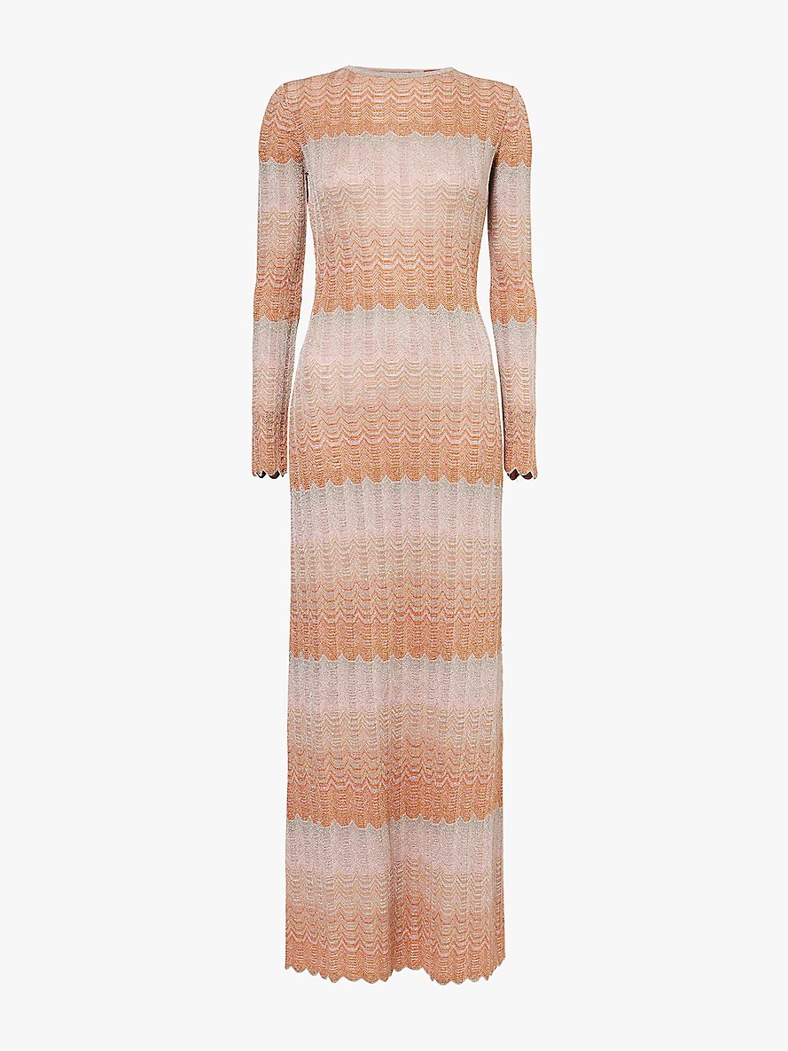 Cut-out metallic-weave knitted maxi dress - 1