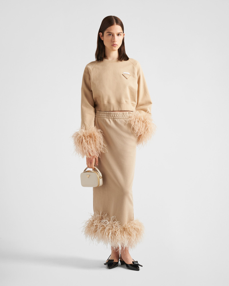 Prada Crew-neck sweatshirt with feather trim outlook