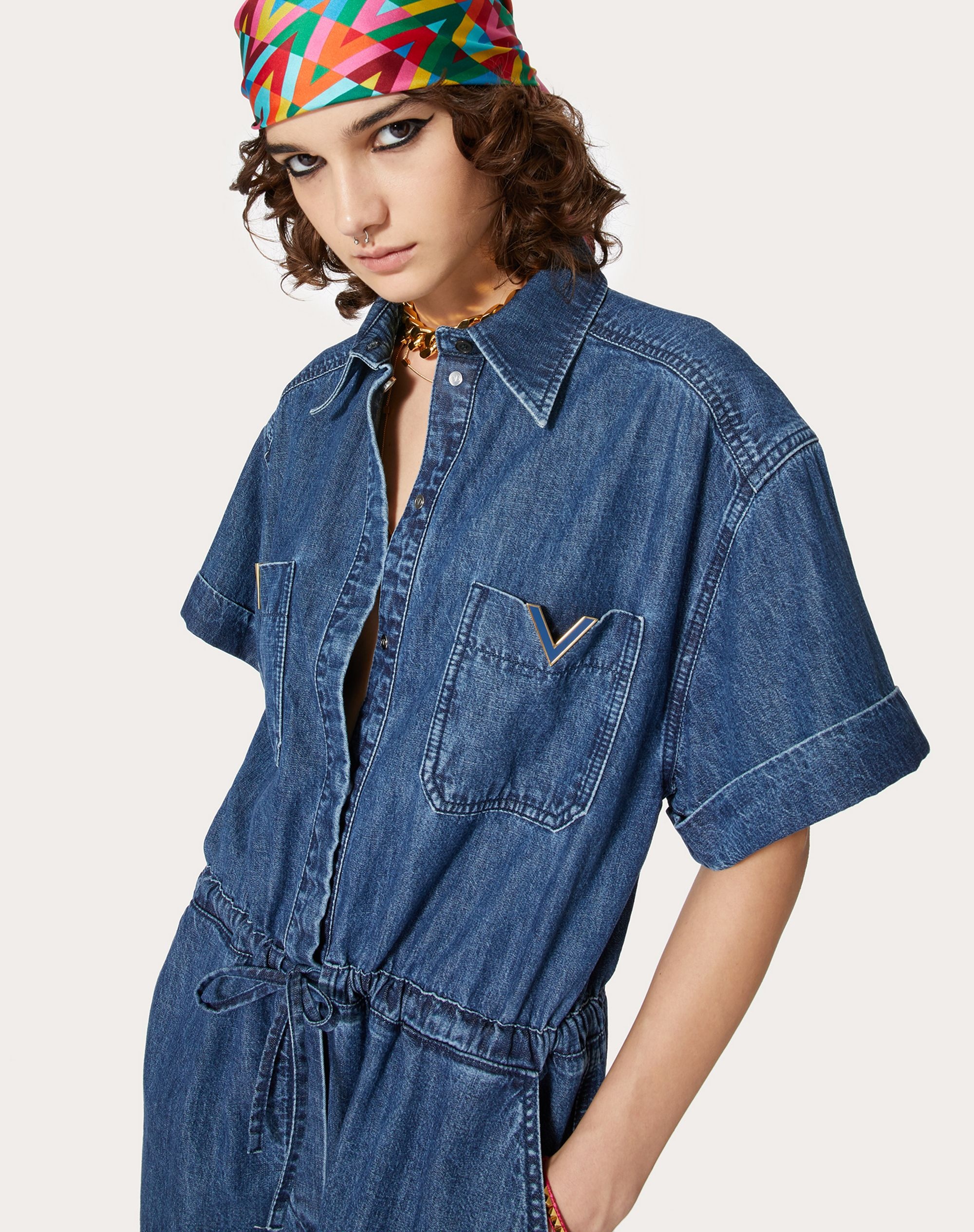 JUMPSUIT IN CHAMBRAY DENIM - 5