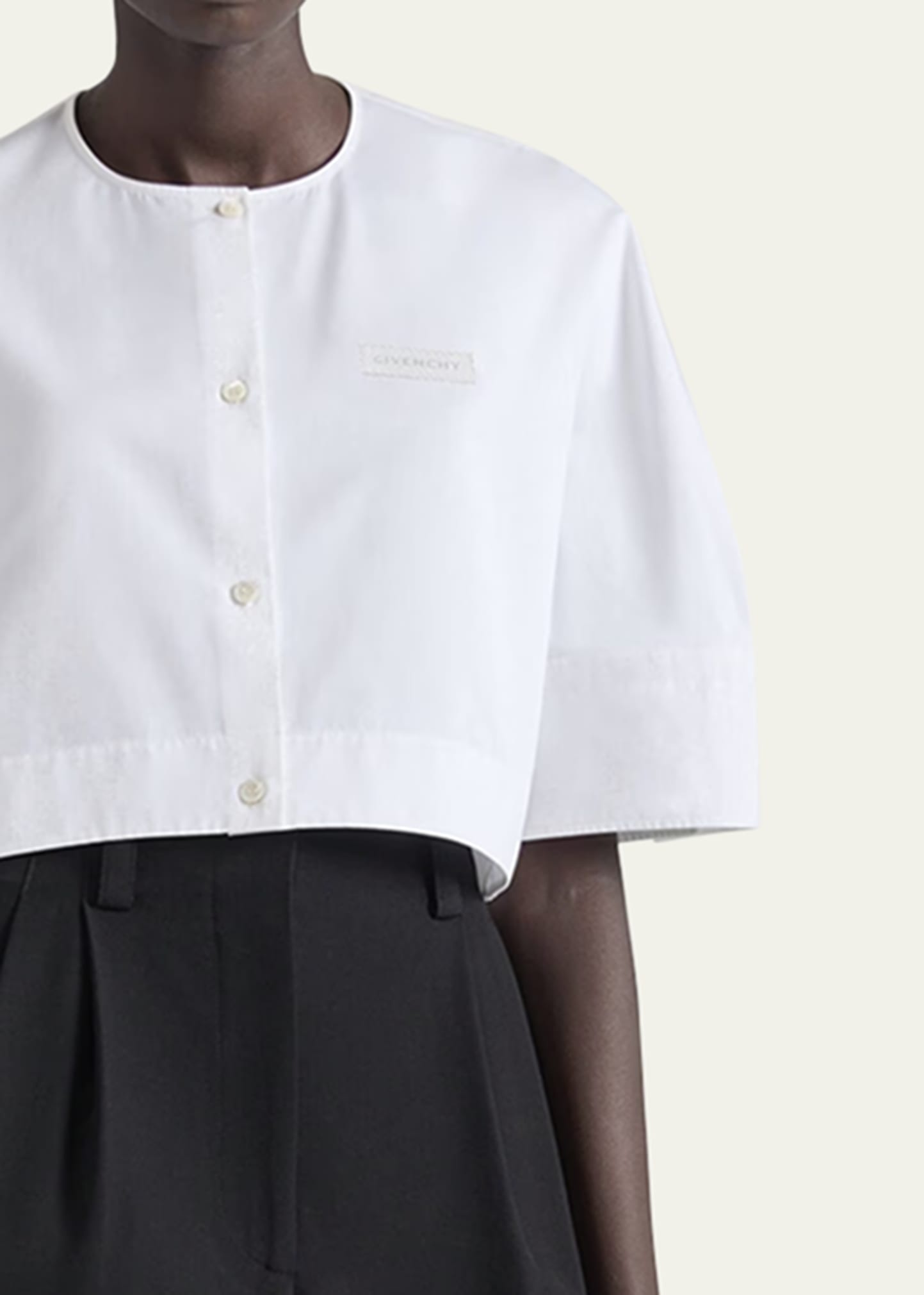 Poplin Cocoon-Sleeve Cropped Shirt - 5