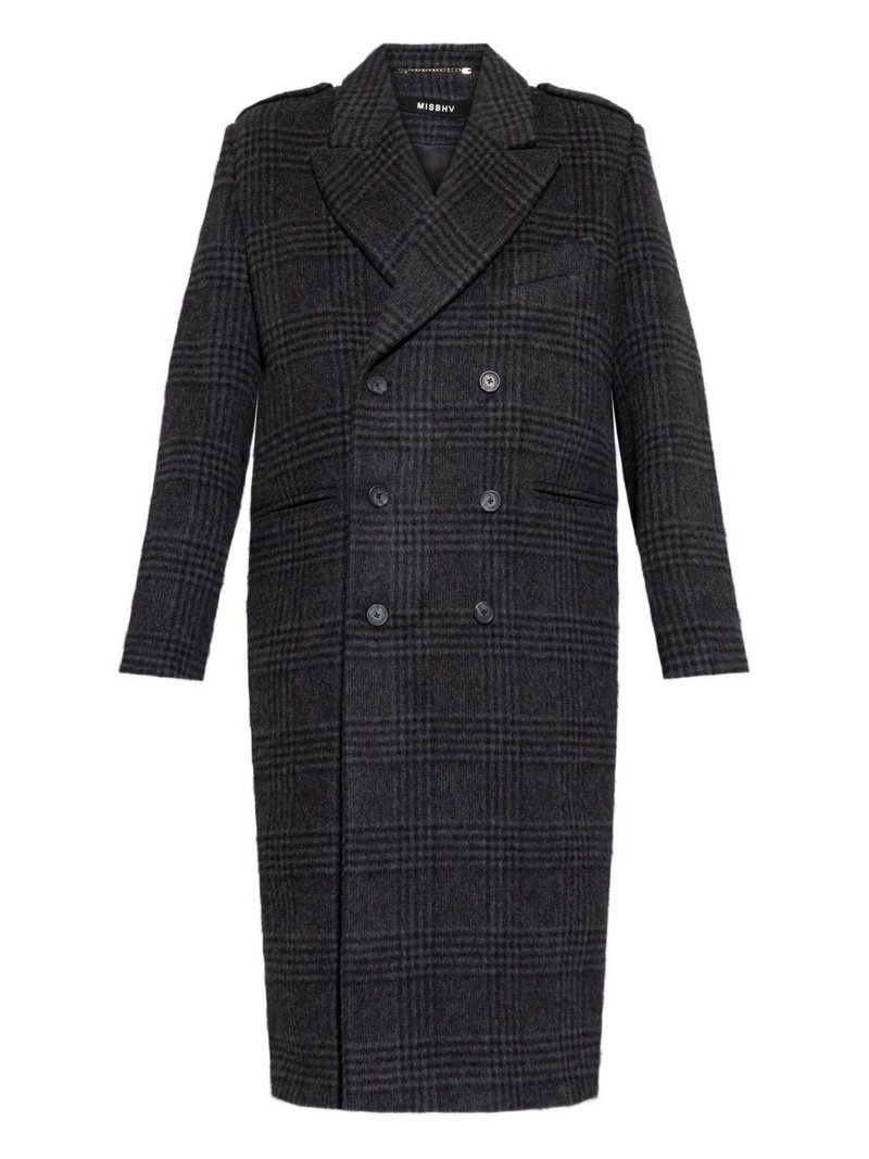 checked double-breasted coat 1