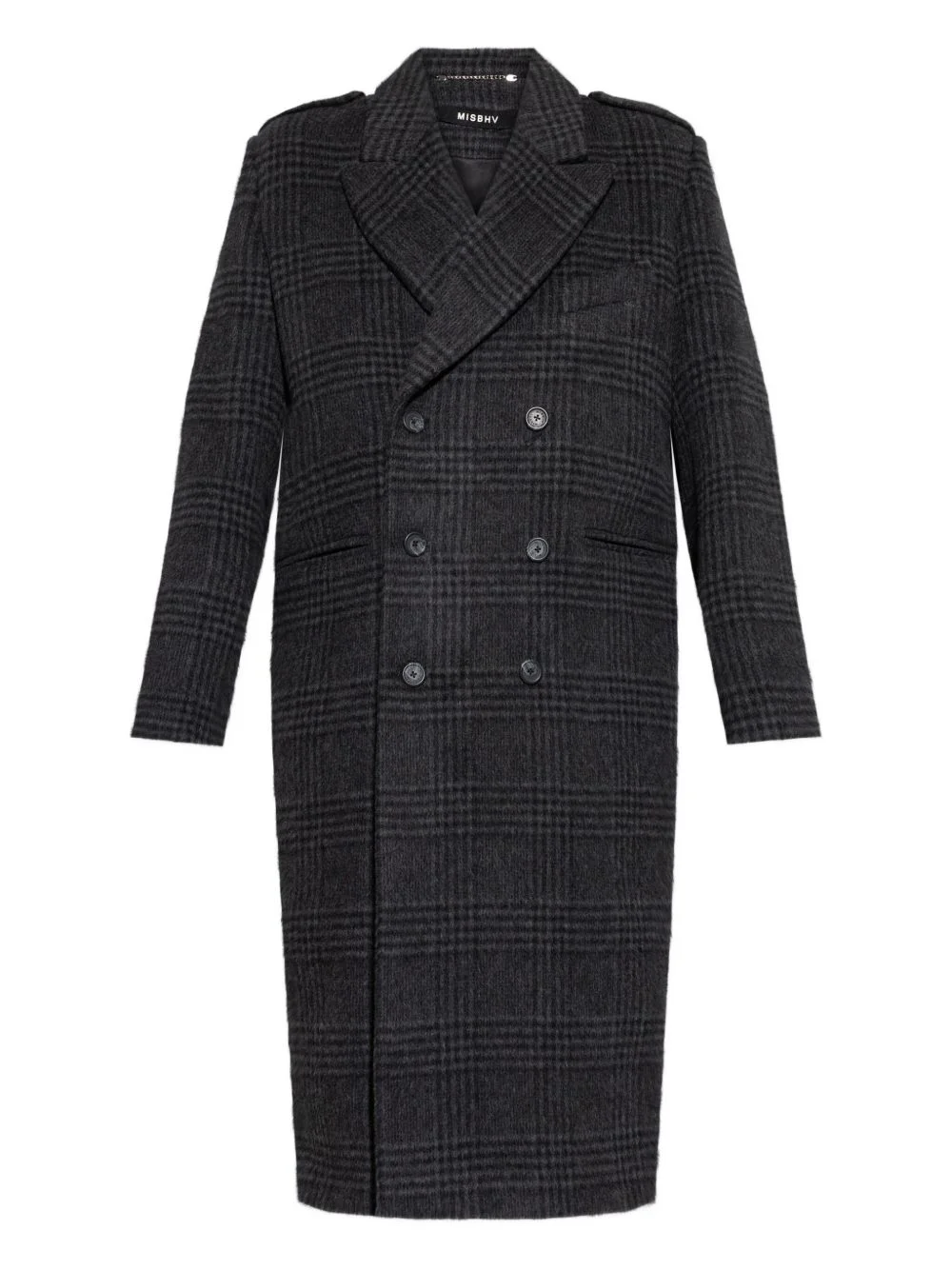 checked double-breasted coat - 1