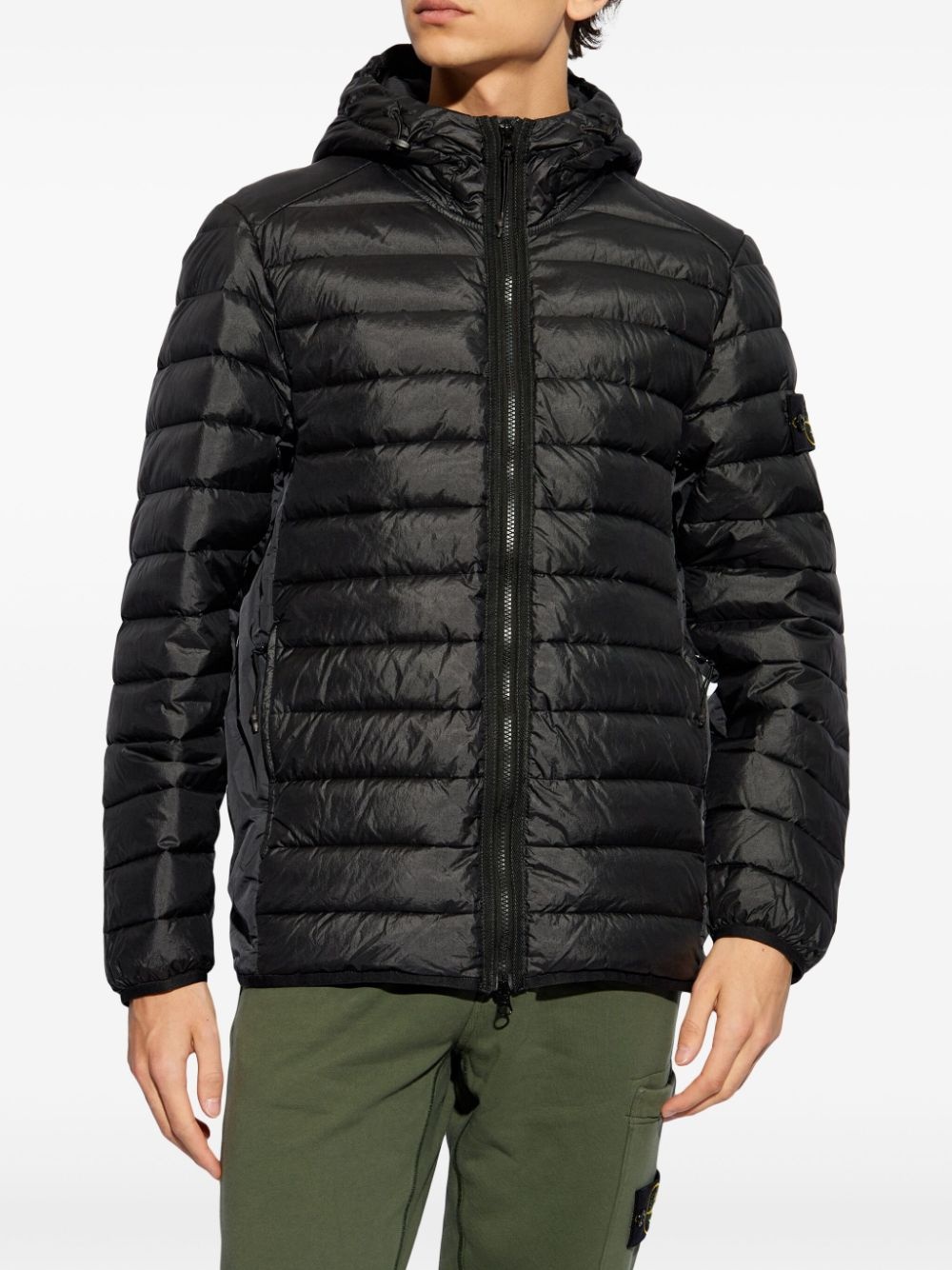 Compass-logo hooded down jacket - 3