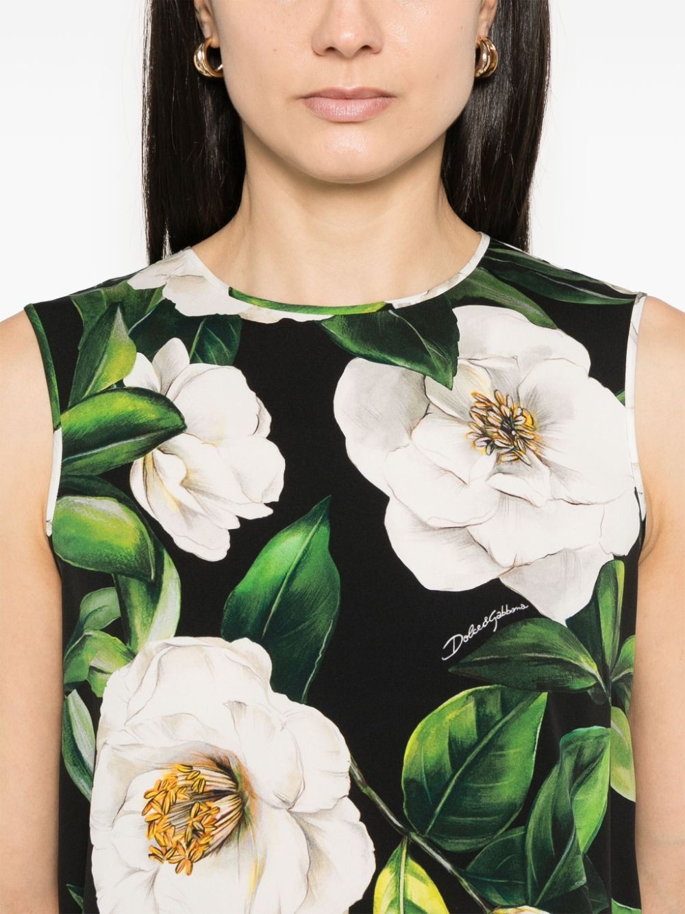 gardenia-print charmeuse top - 5