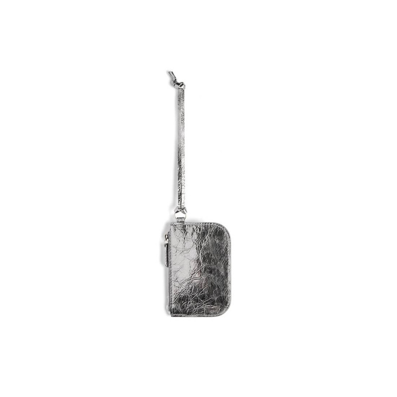BALENCIAGA Women's Le Cagole Coin Purse Metallized in Silver outlook