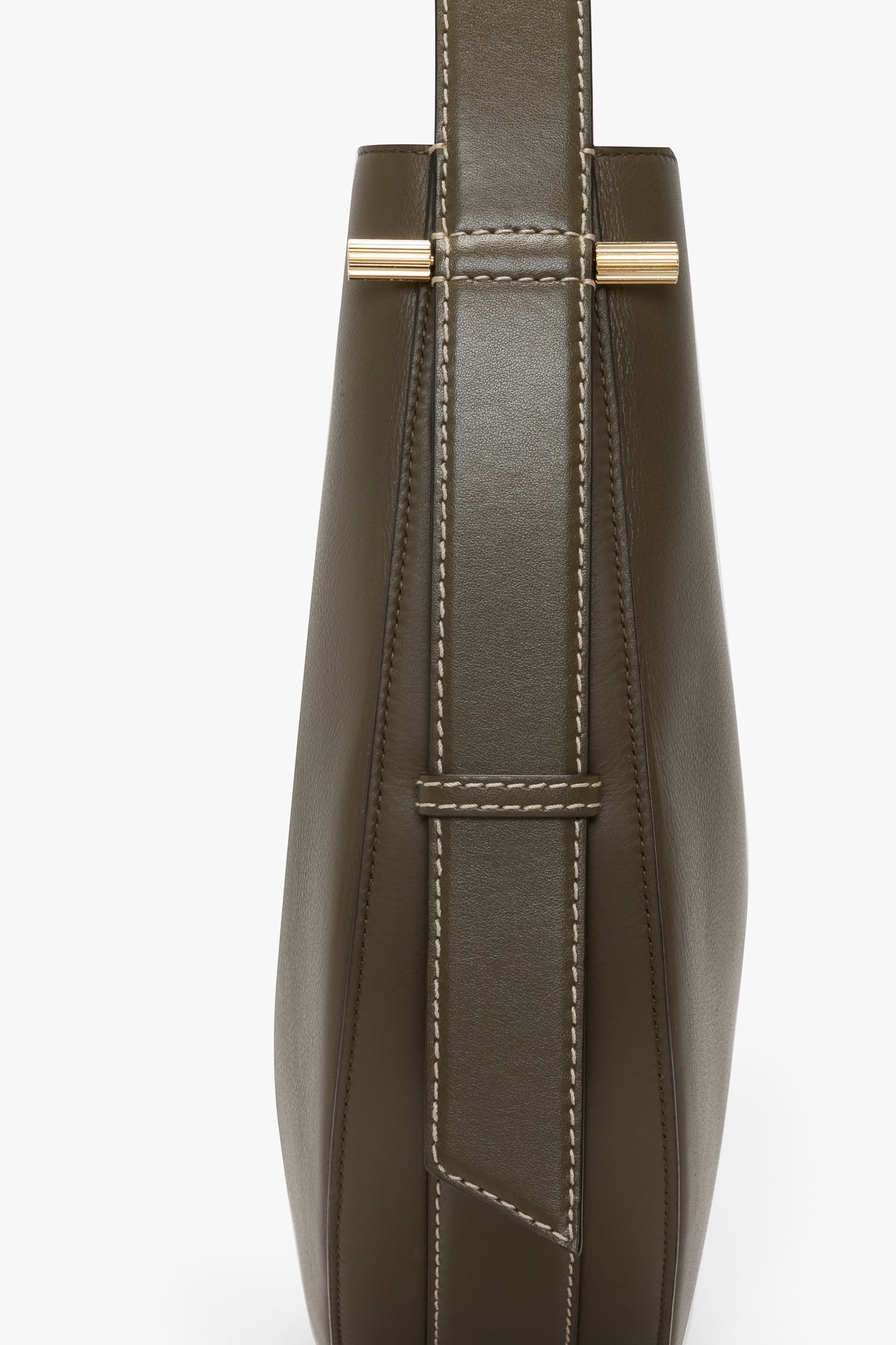 Dia Hobo Bag In Dark Khaki Smooth Leather - 4