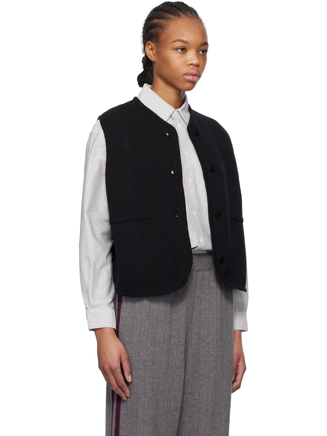Black Boxy Cotton Vest - 2