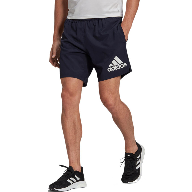 adidas Men's adidas Alphabet Logo Printing Woven Thin Breathable Sports Shorts Ink Blue HB7474 outlook