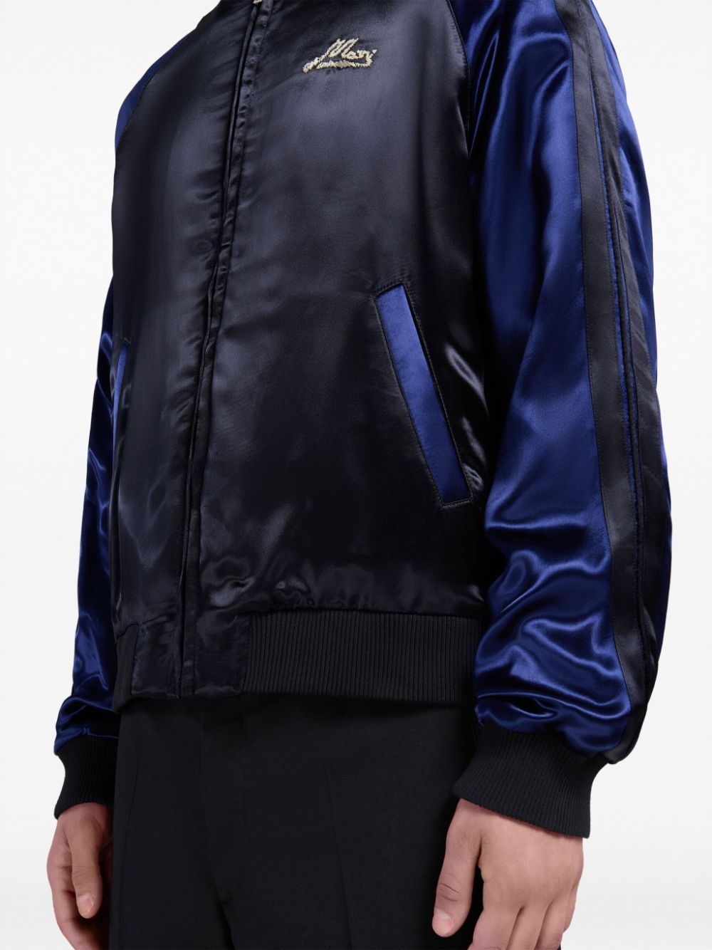 logo-embroidered satin bomber jacket - 6