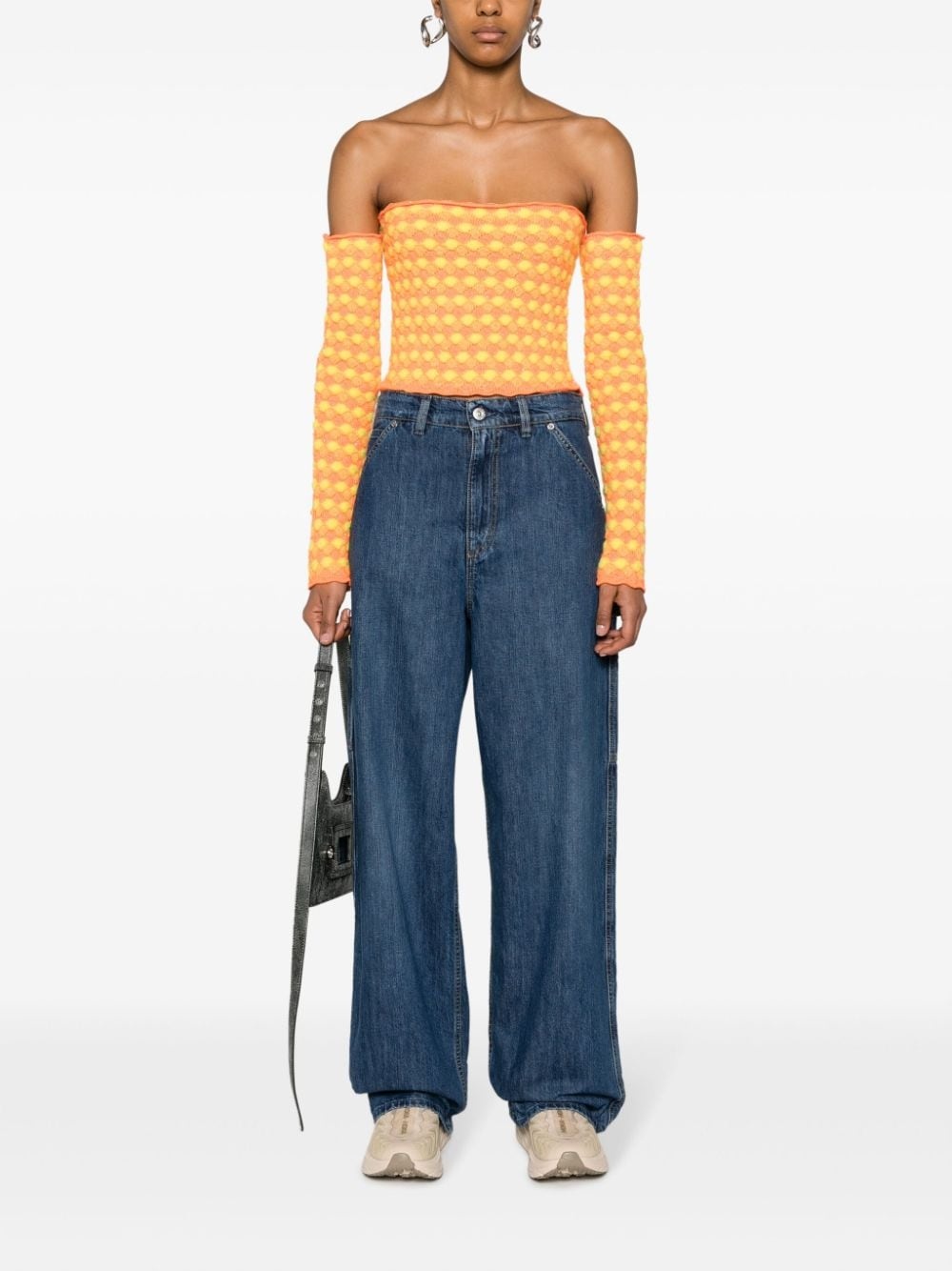 off-shoulder knitted top - 2