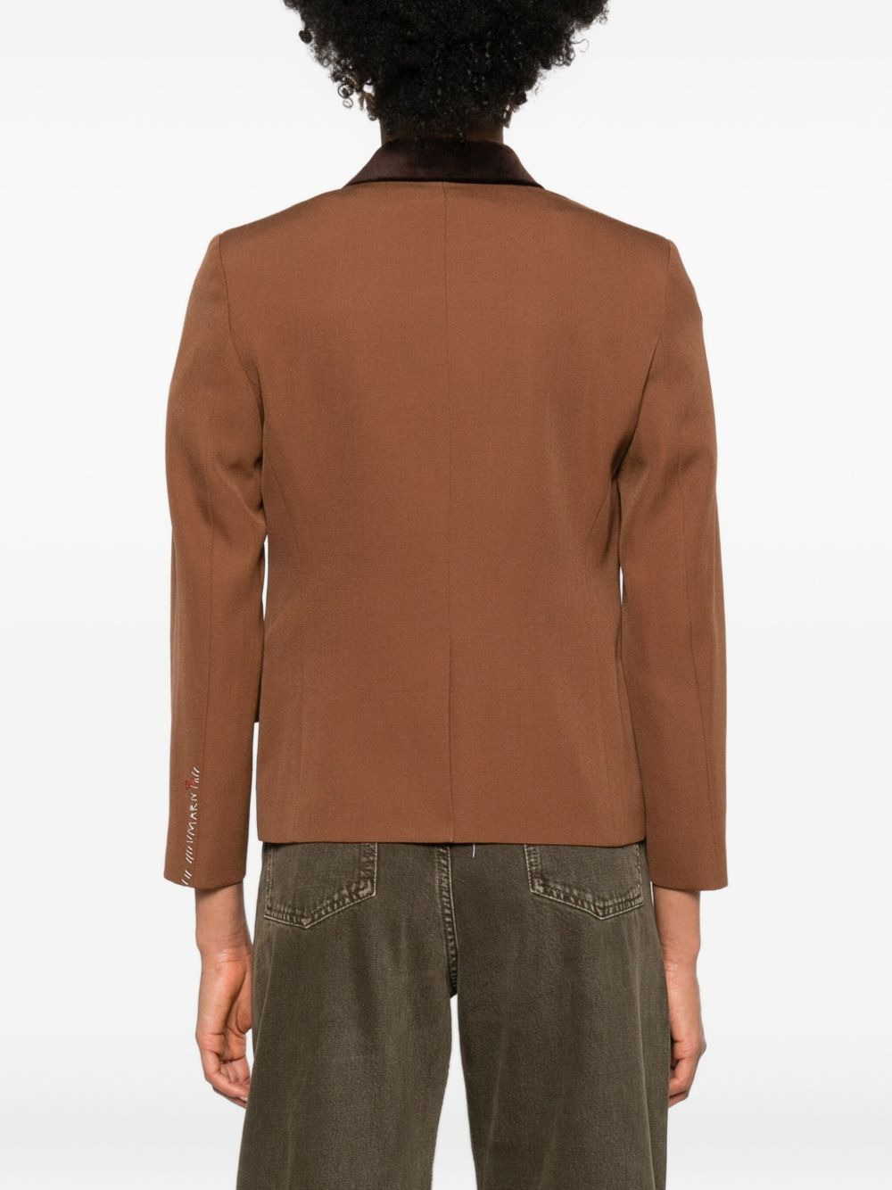 velvet-collared button blazer - 4