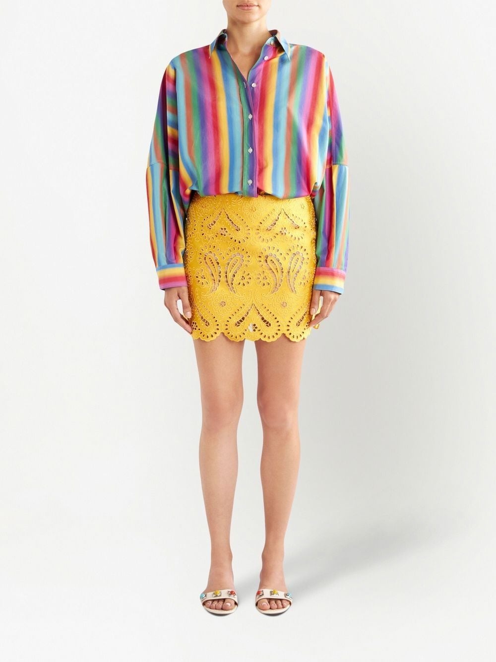 embroidered design mini skirt - 2