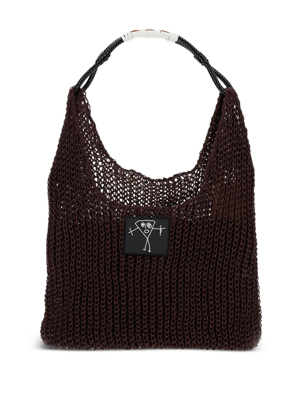 braided-handle mesh shoulder bag - 1