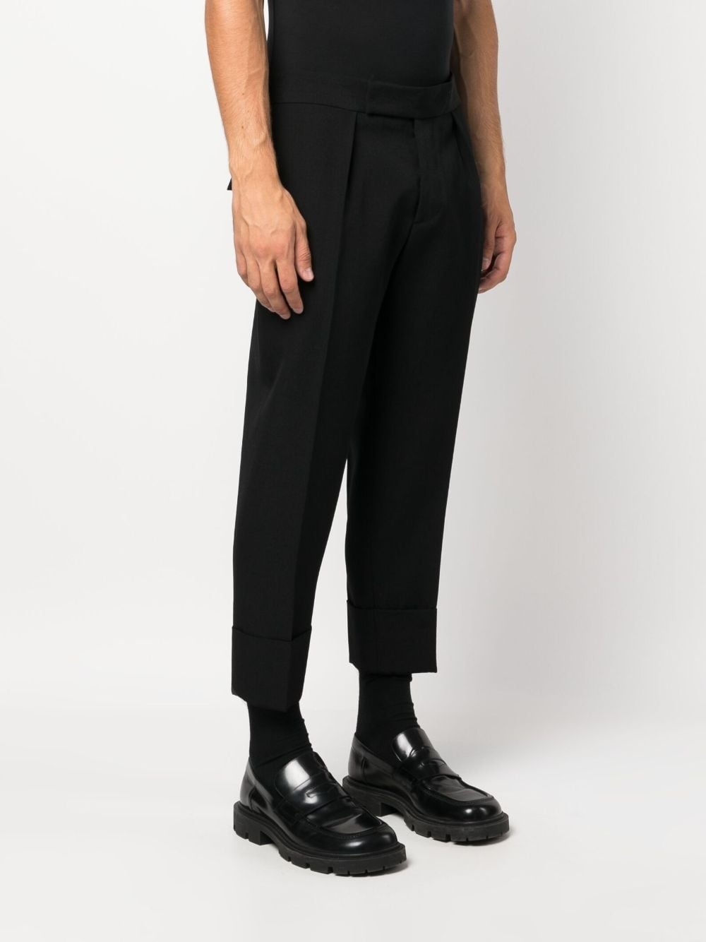 pleat-detail wool-cotton tailored trousers - 3