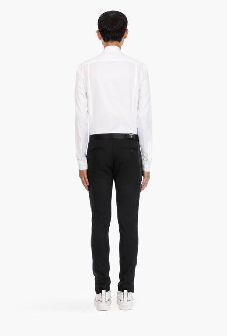 Wool pants with black satin bands - 3