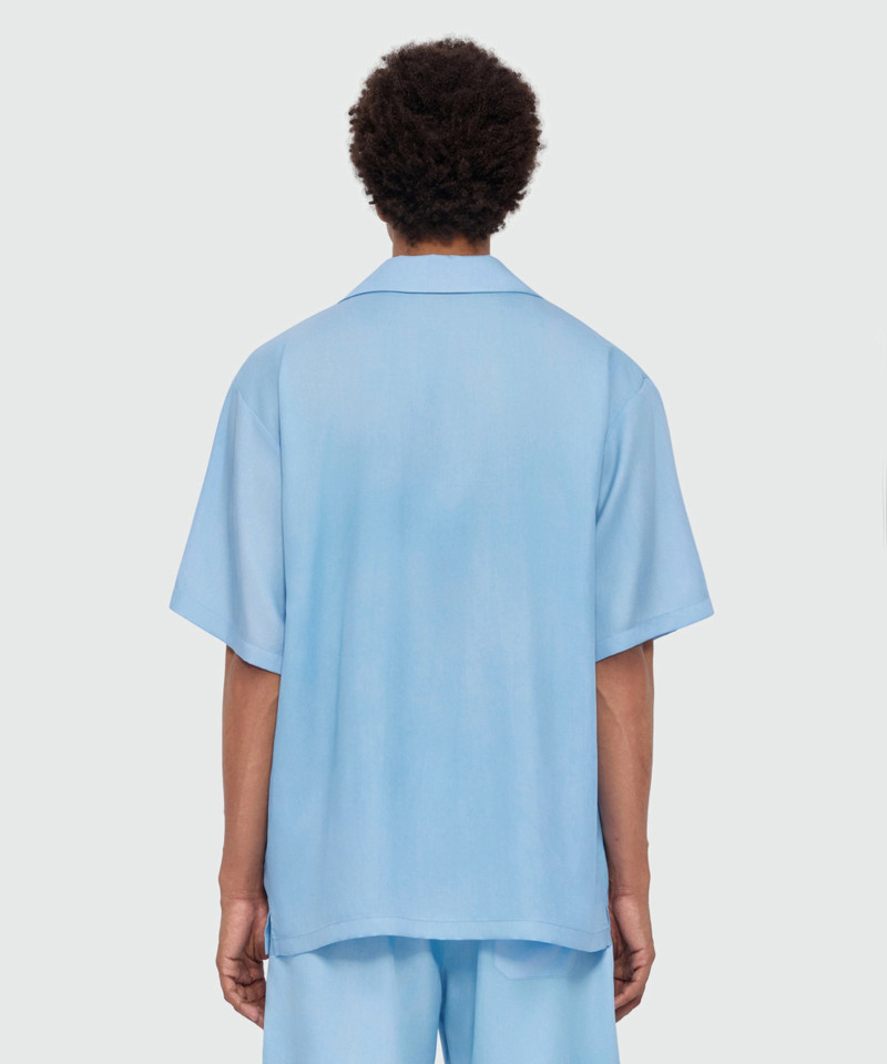 Light blue bowling short-sleeve lyocell shirt with tie-dye effect and embroidered logo on the chest 3