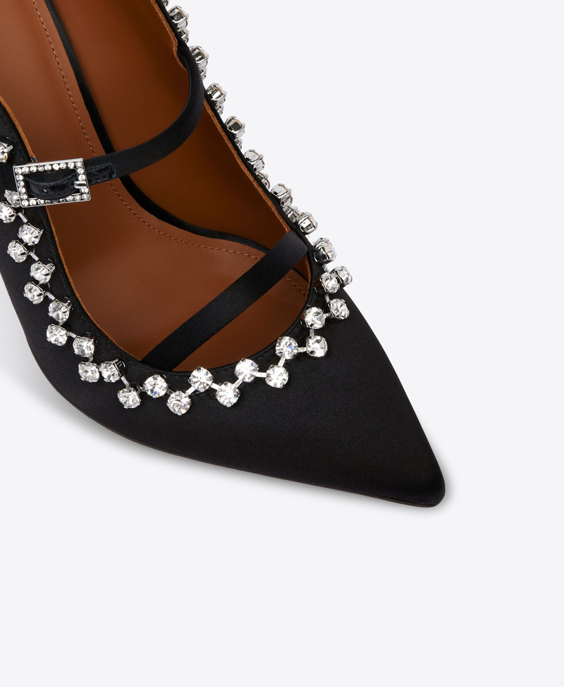 Gala 100 Black Satin Mules 4