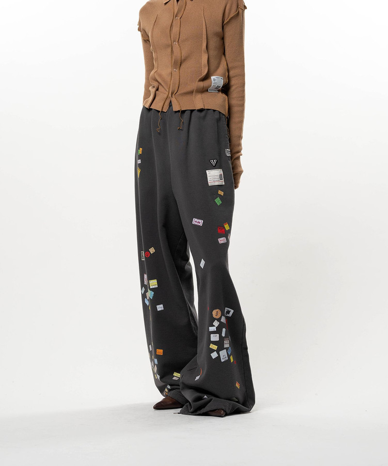 Price Tag Sticker Printed Wide Sweat Pants 3