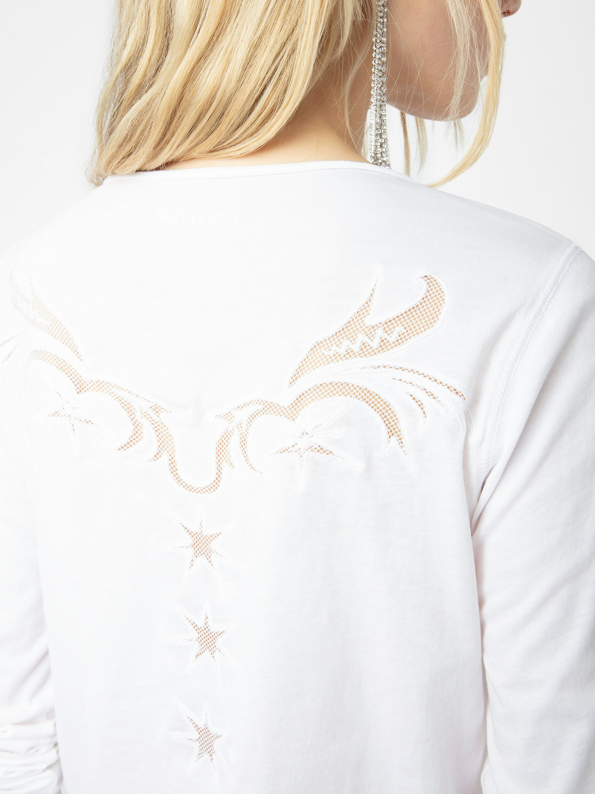 White Henley Fishnet T Shirt - 6