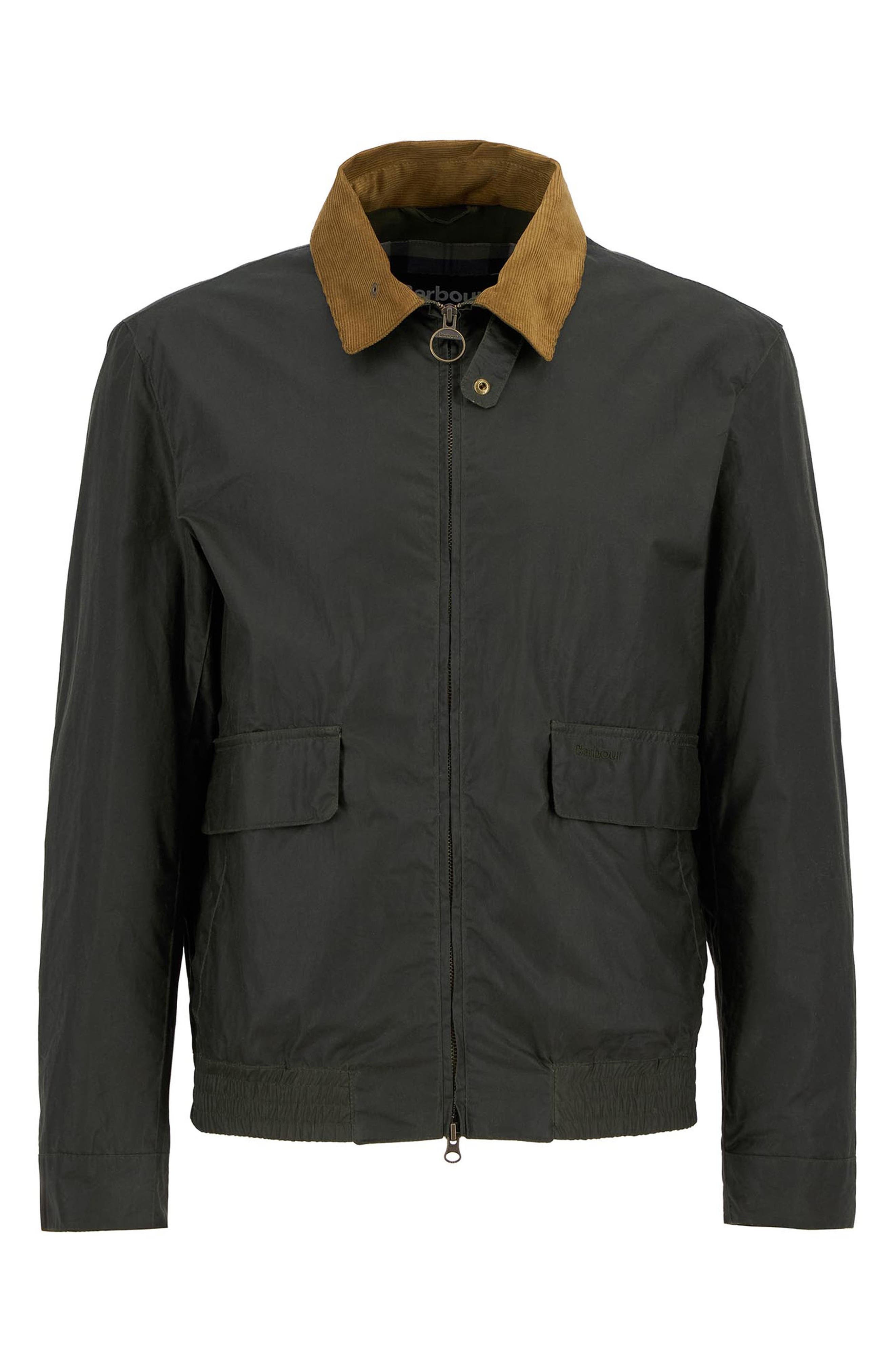 Barbour Newbury Water Resistant Waxed Cotton Jacket in Archive Olive/Heritage Check at Nordstrom - 4