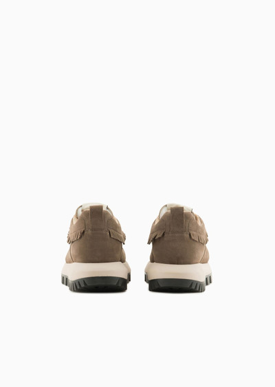 EMPORIO ARMANI Emporio Armani Sustainability Values Capsule Collection suede sneakers with fringe detail outlook