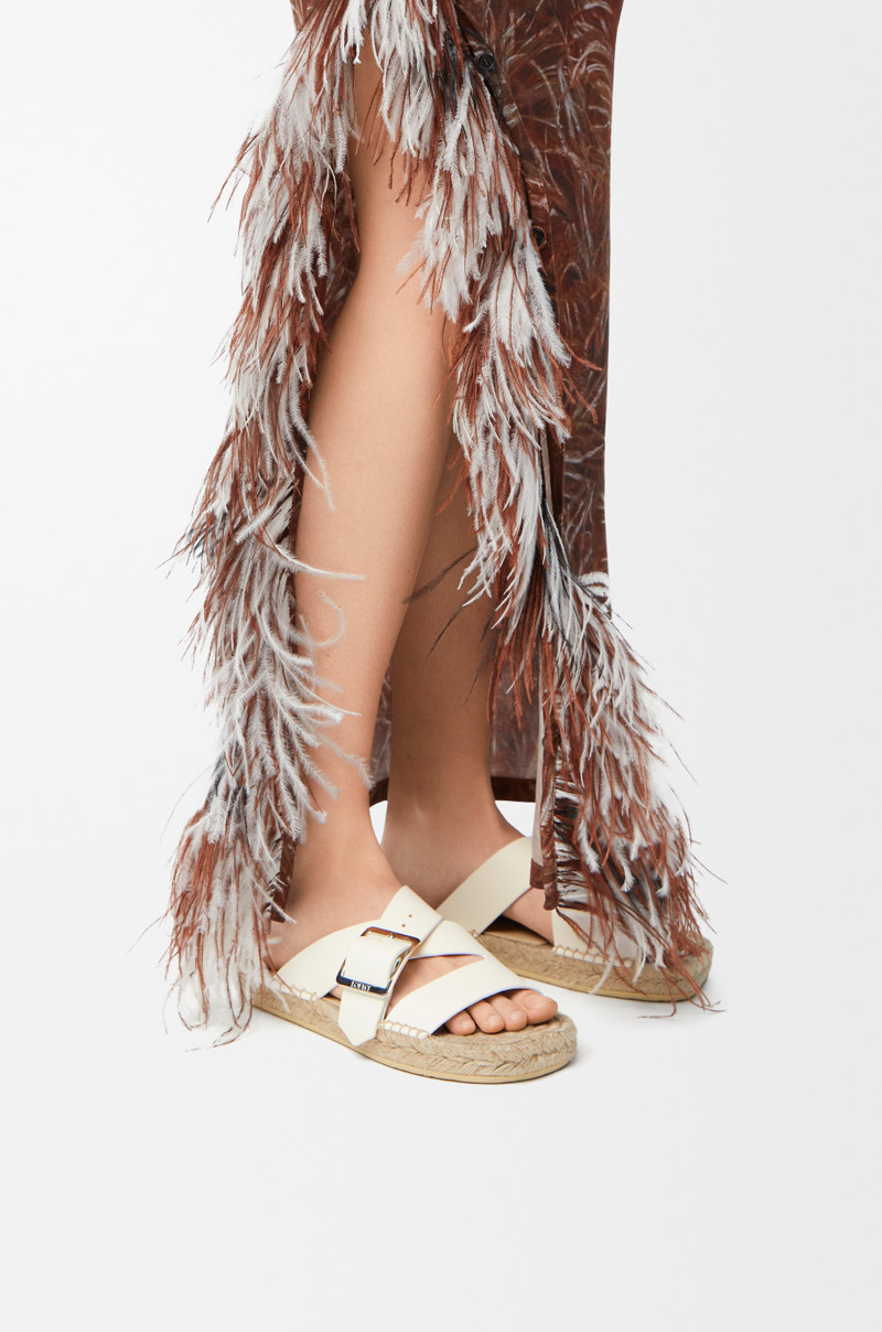 Loewe Petal espadrille slide in soft calfskin outlook