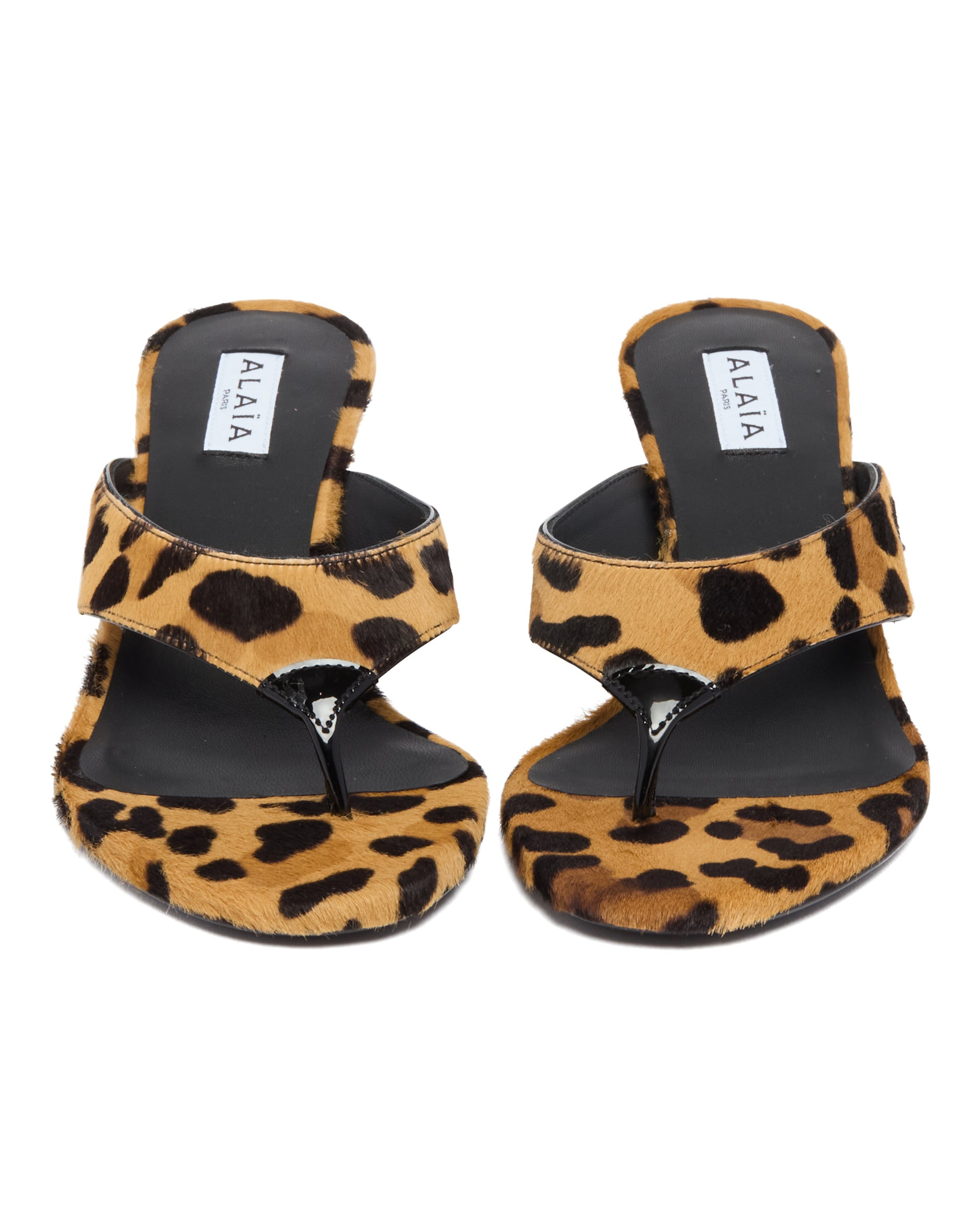 Animalier Heeled Thong Mules - 4