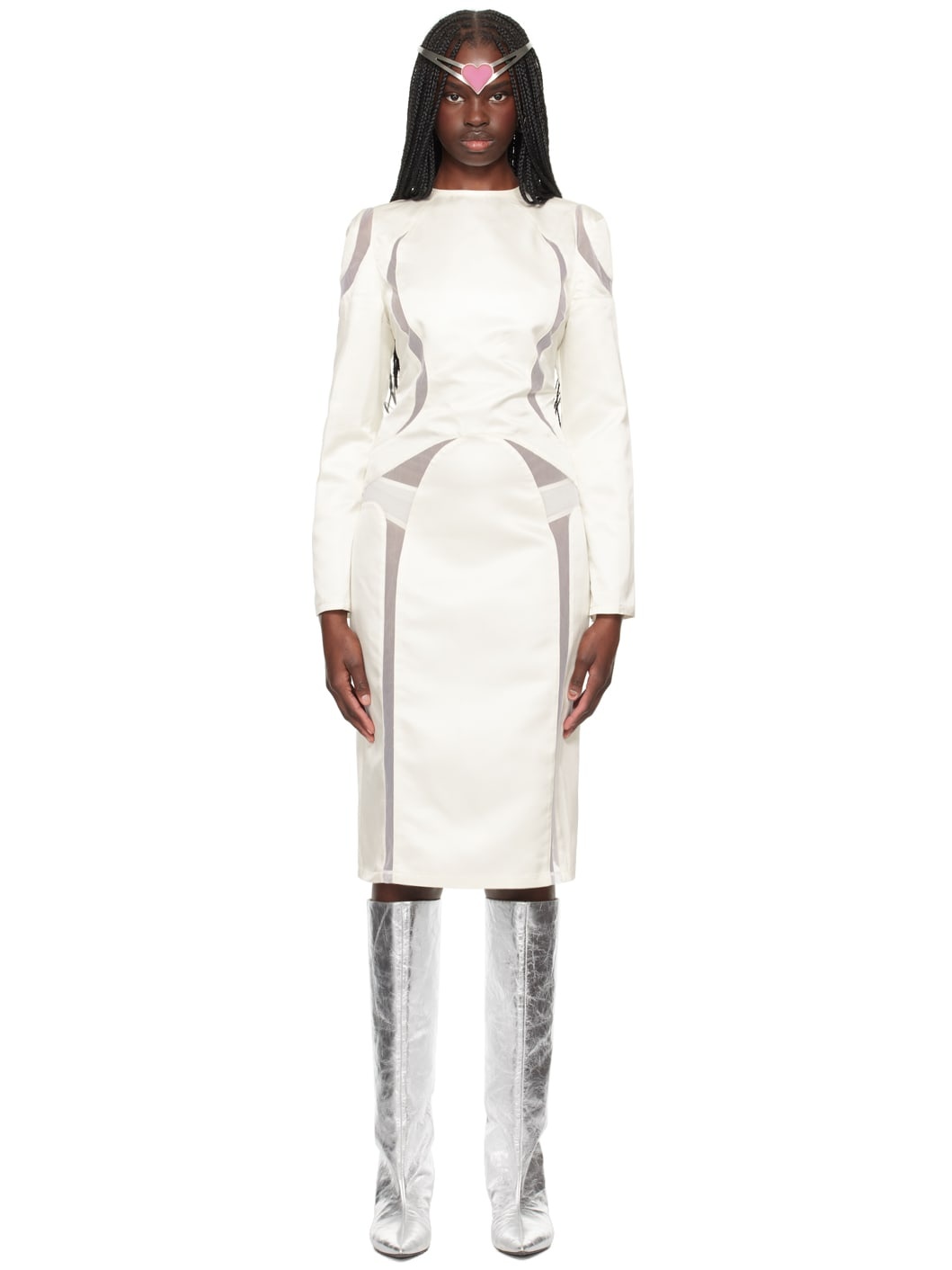 SSENSE Exclusive White Paneled Midi Dress - 1