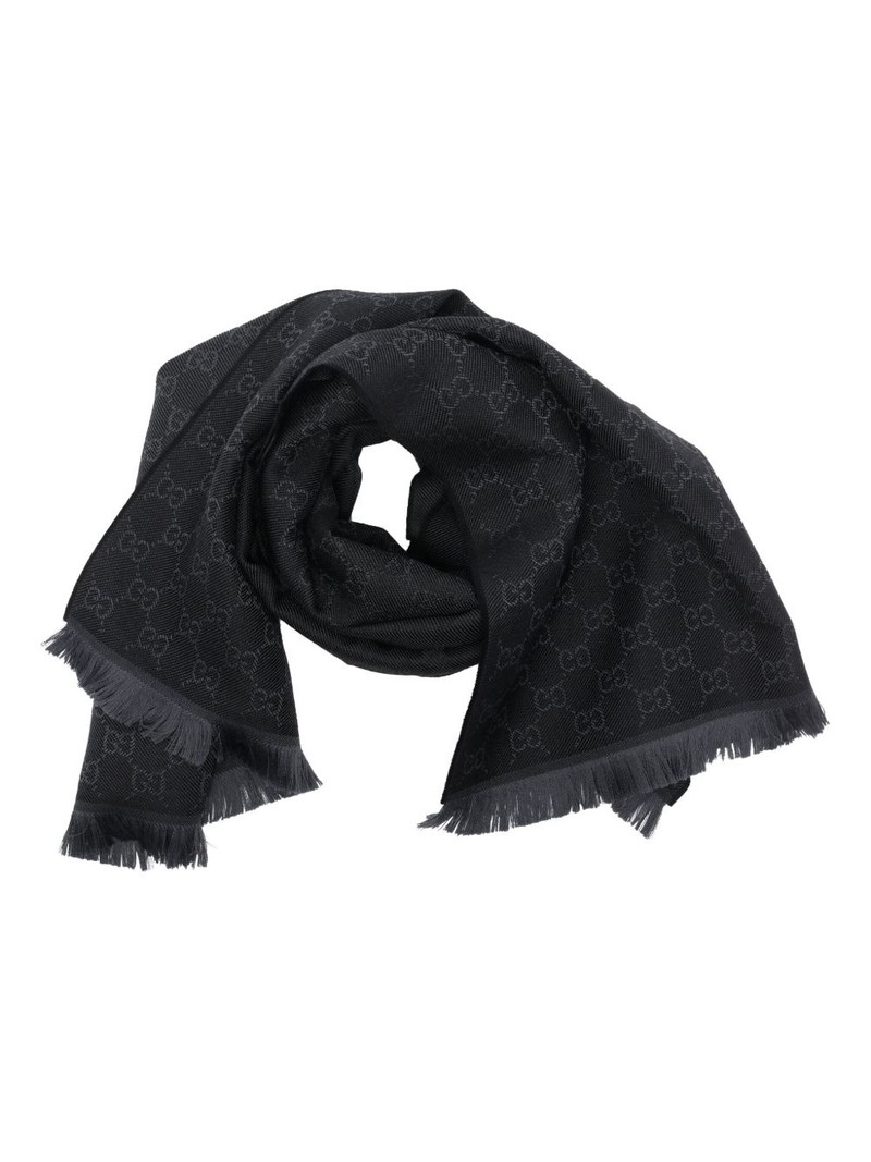GG jacquard fringe-trim scarf 1