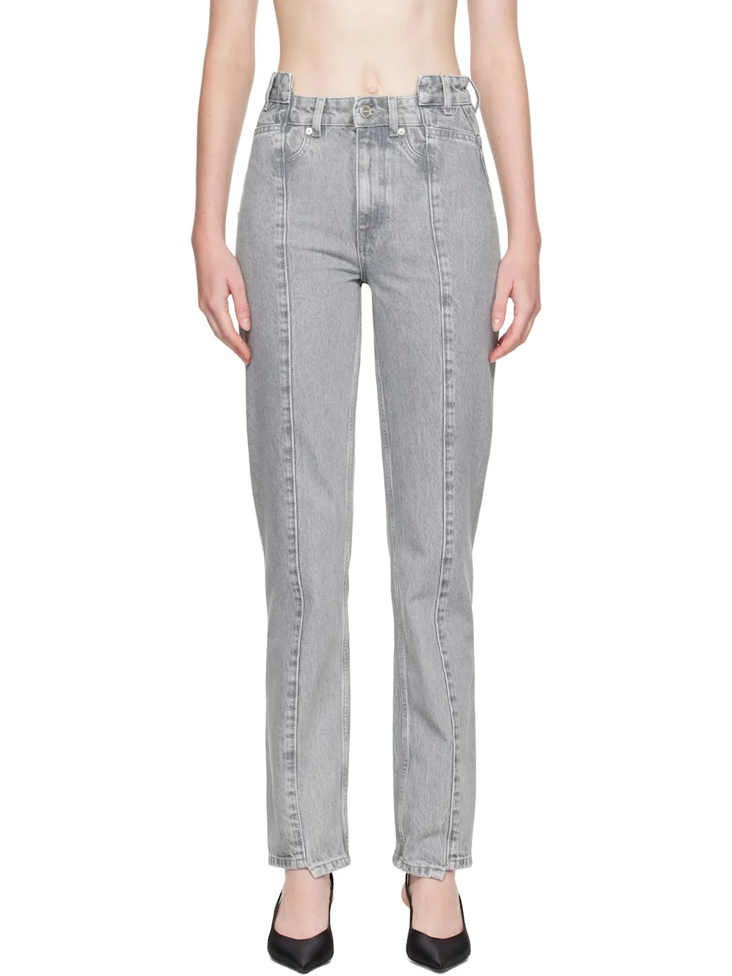 Gray Rigid Denim Fold Jeans - 1