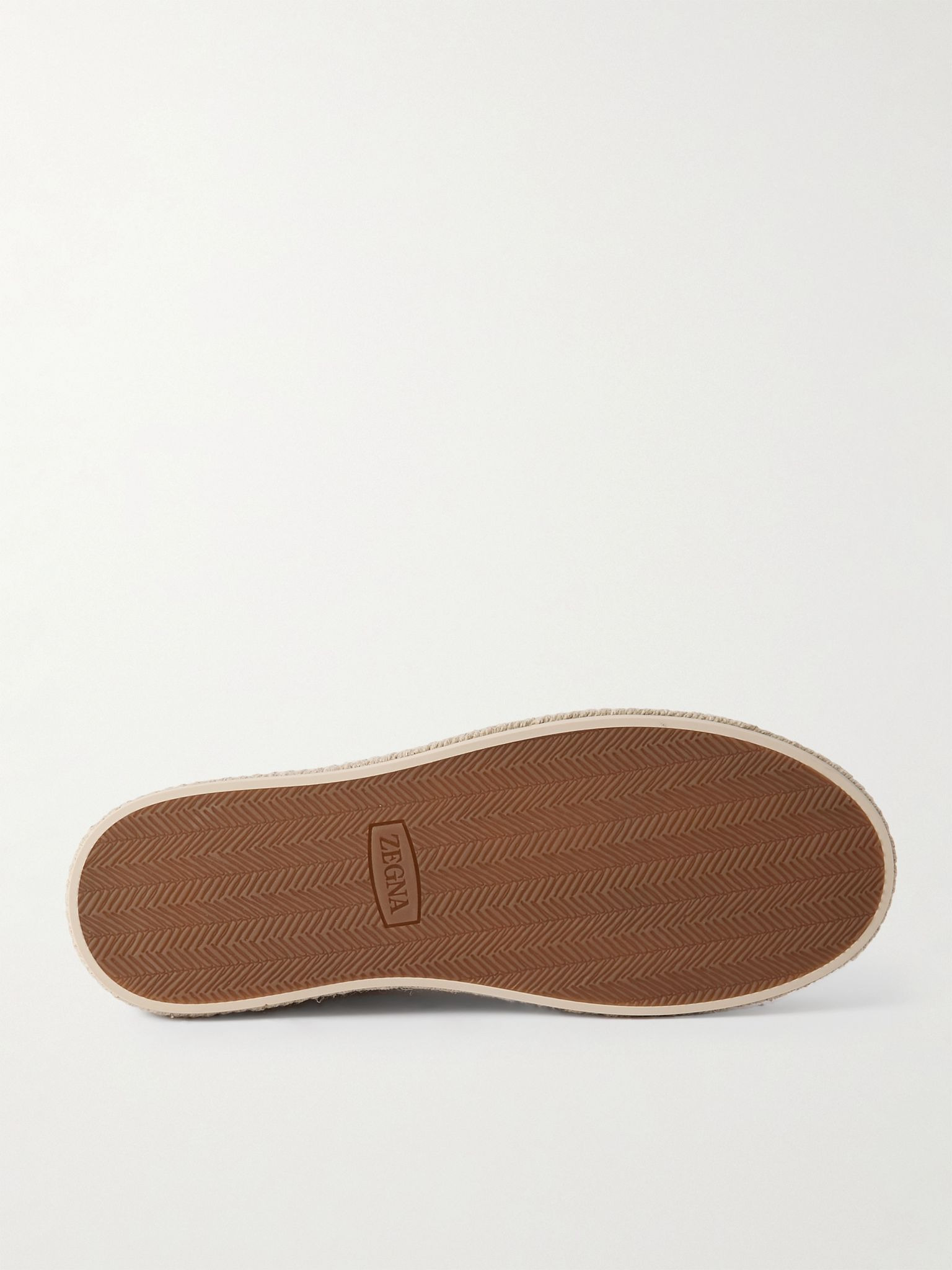 Triple Stitch™ Leather-Trimmed Suede Slip-On Sneakers Off-white - 3