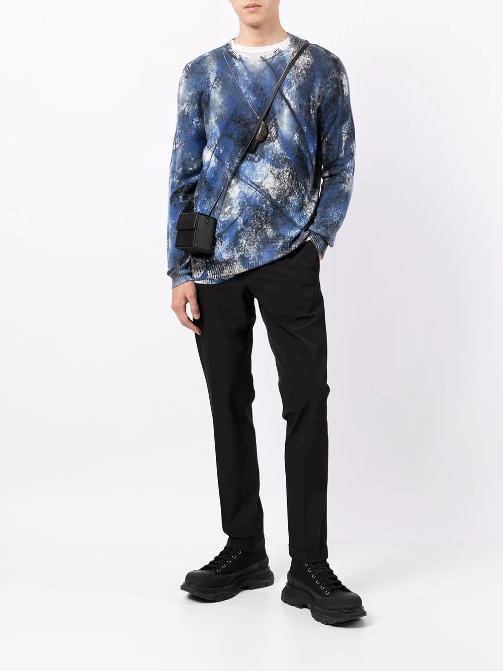 abstract print cashmere jumper - 2