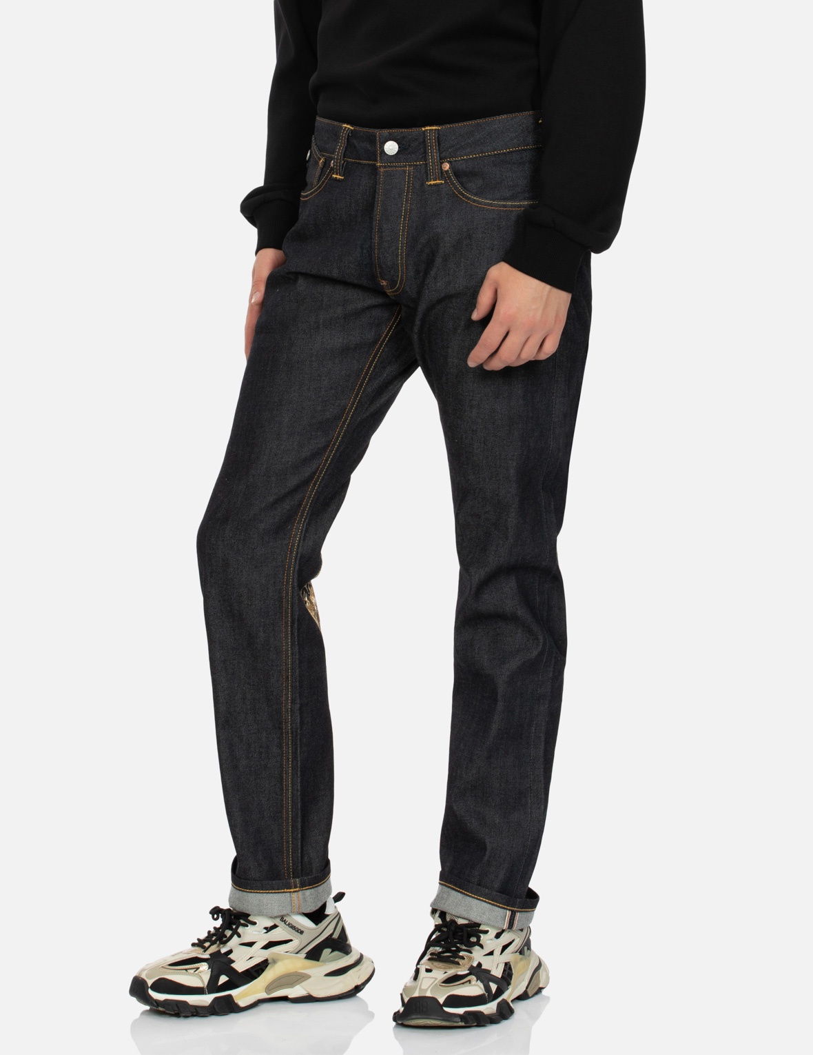 CRANE EMBRODIERY BROCADE DAICOCK REGULAR STRAIGHT FIT JEANS #2008 - 7