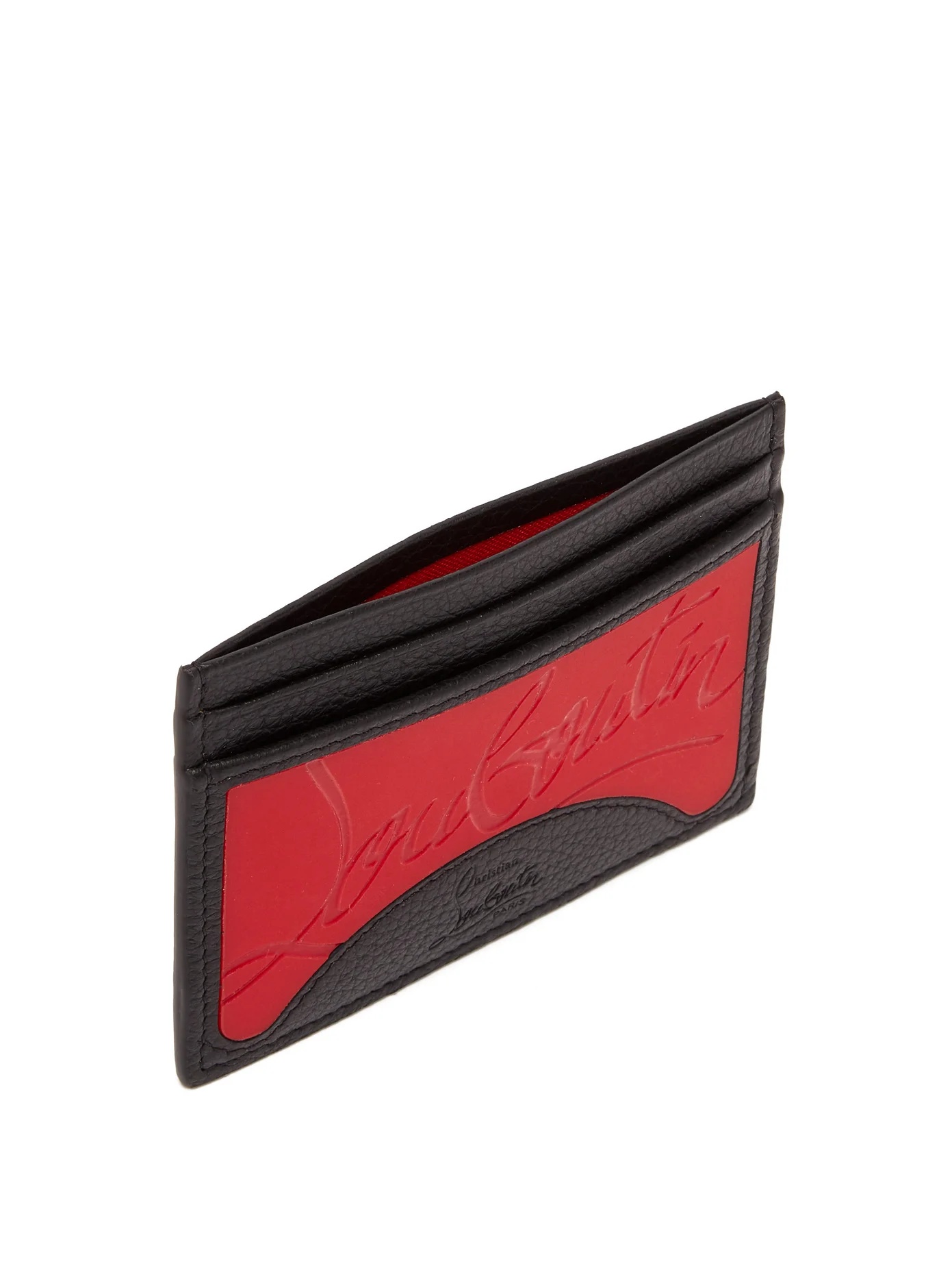 Debossed-logo grained-leather cardholder - 3