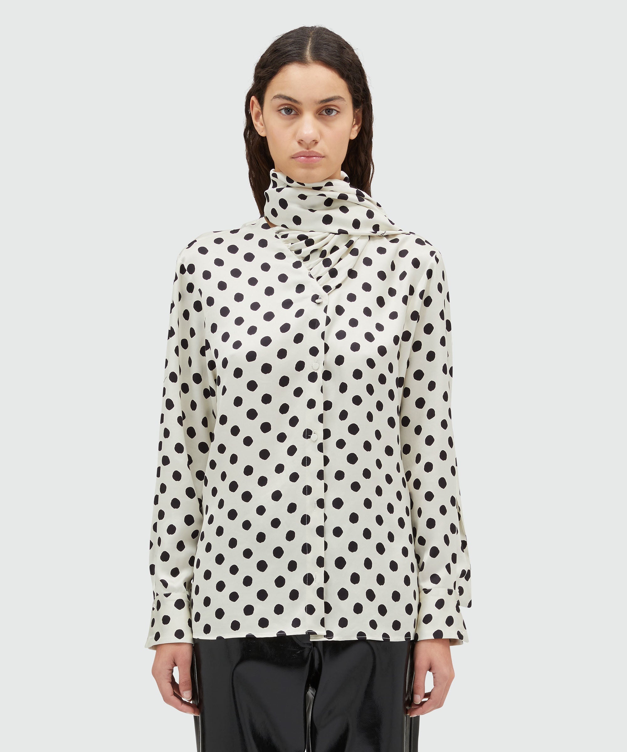 Blended silk shirt with scarf collar - 2
