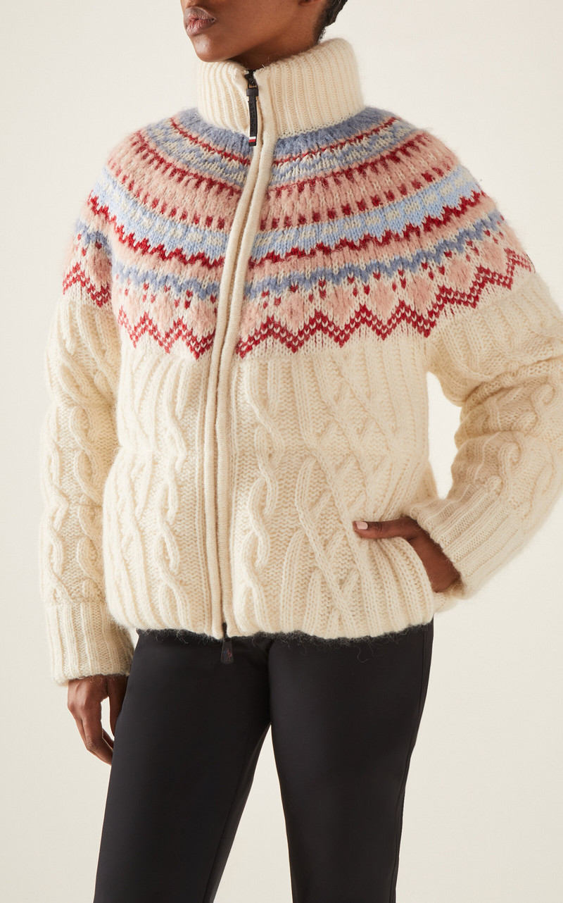 Moncler Grenoble Knit Wool-Mohair Down Jacket white outlook