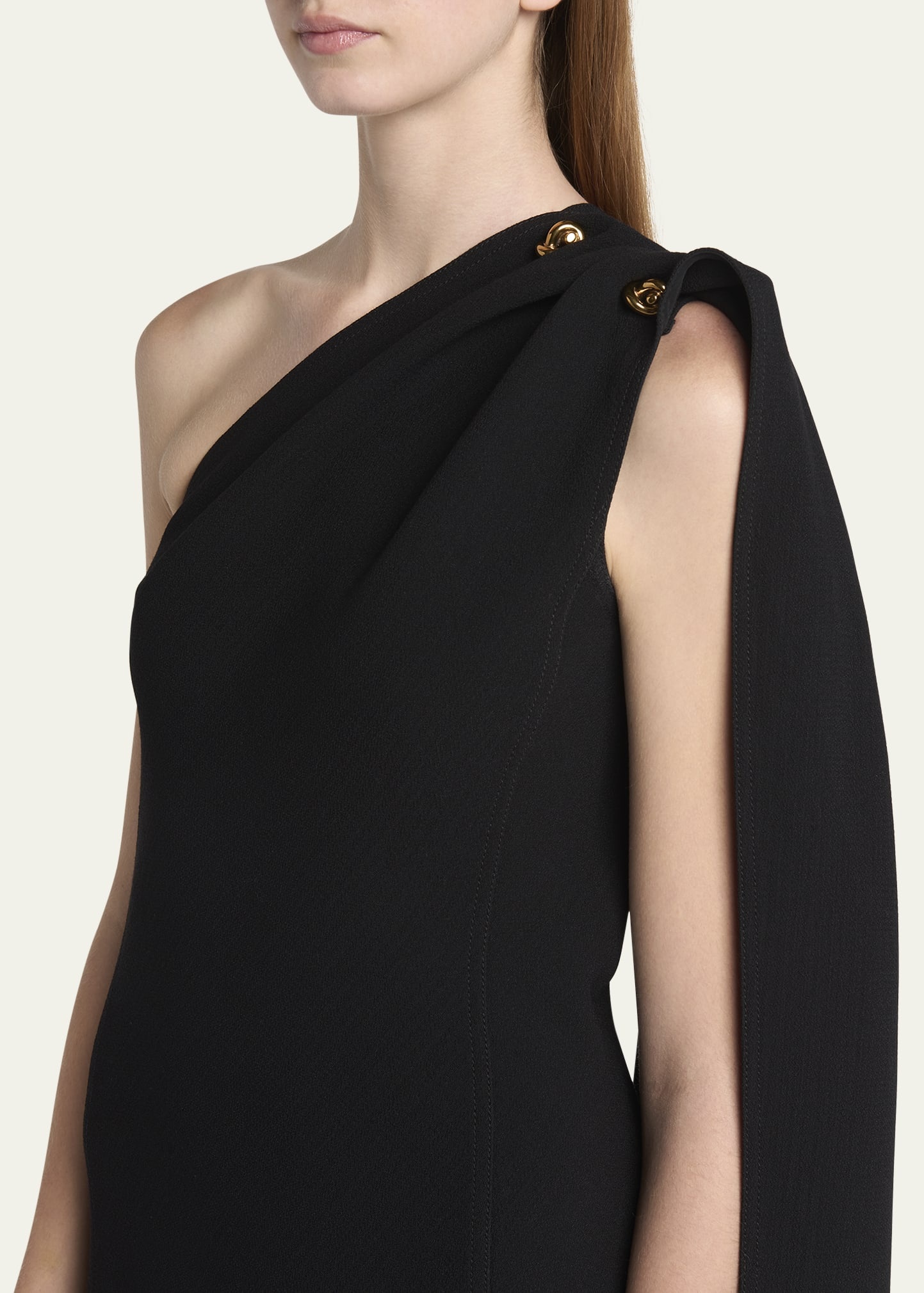 One-Shoulder Drape Slit Dress - 5
