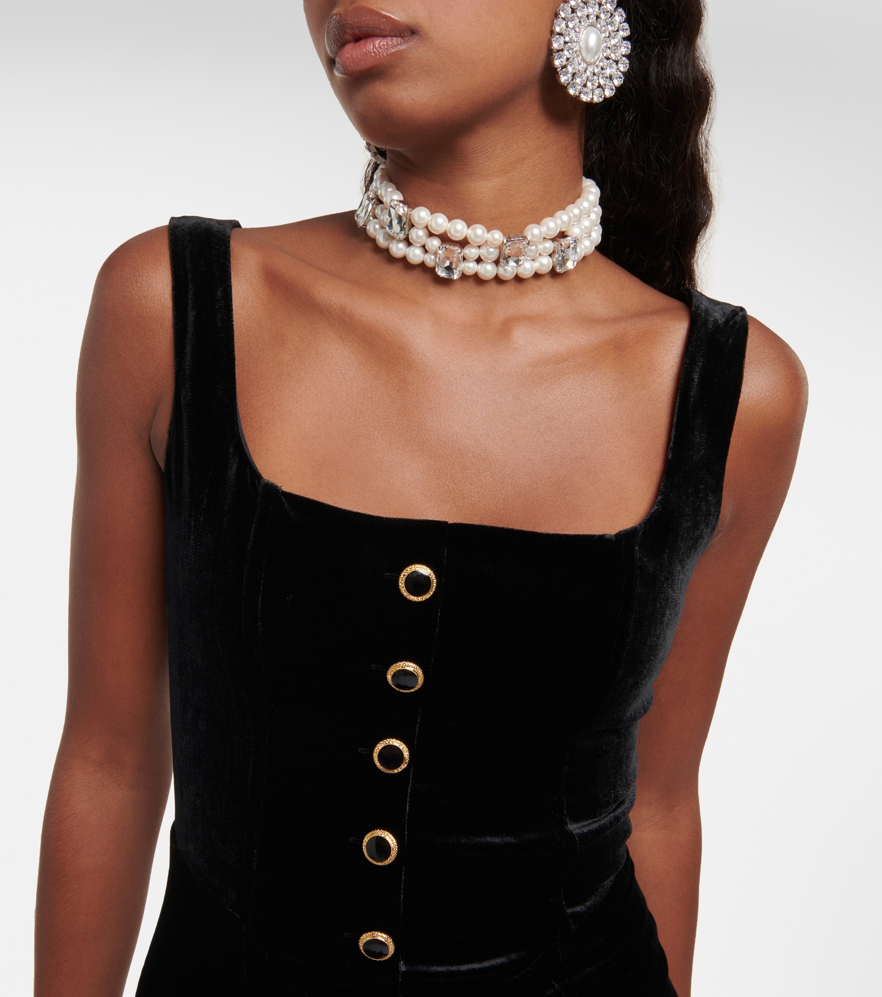 Feather-trimmed velvet minidress - 4