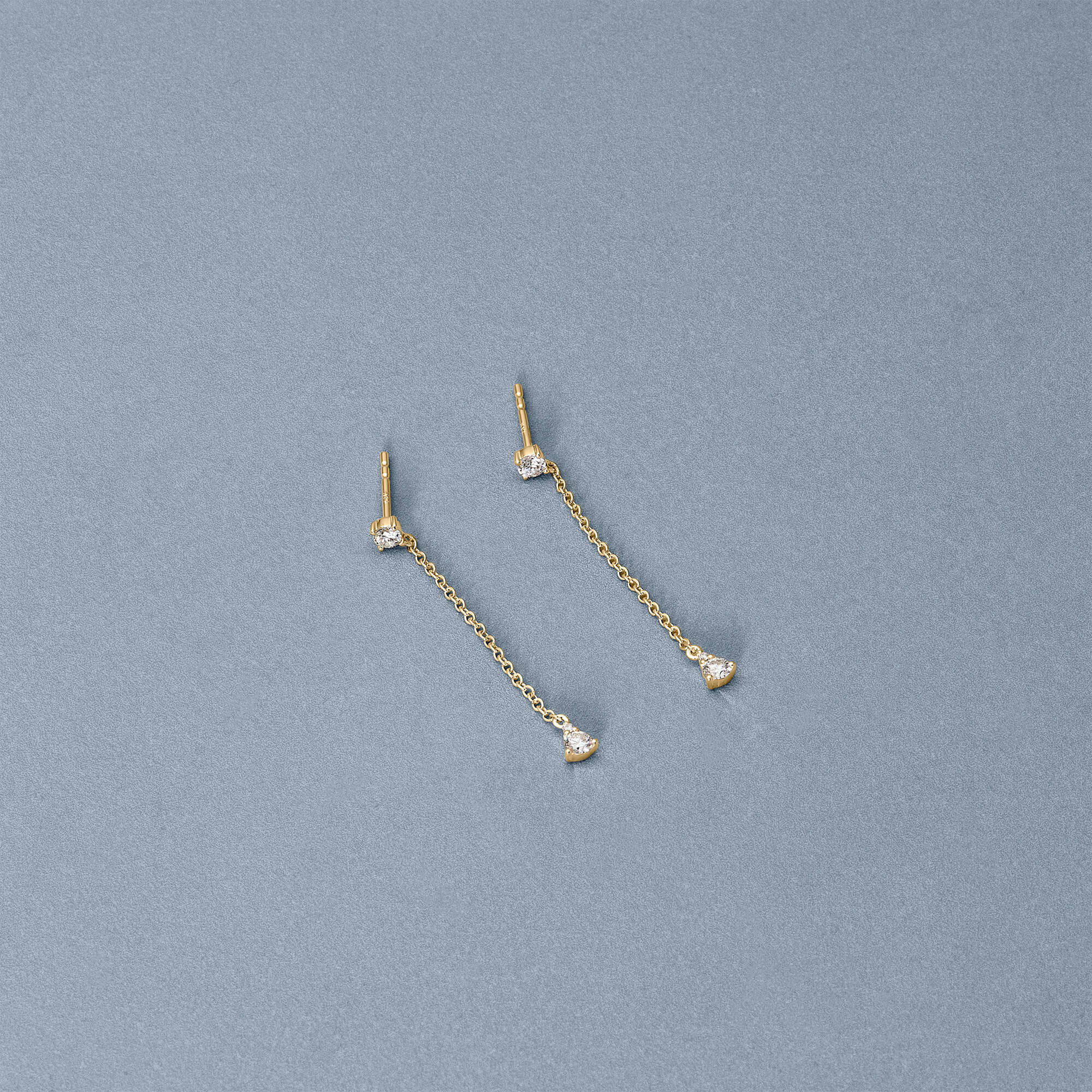 Perfect Pear Diamond Line Drop Earrings - 4