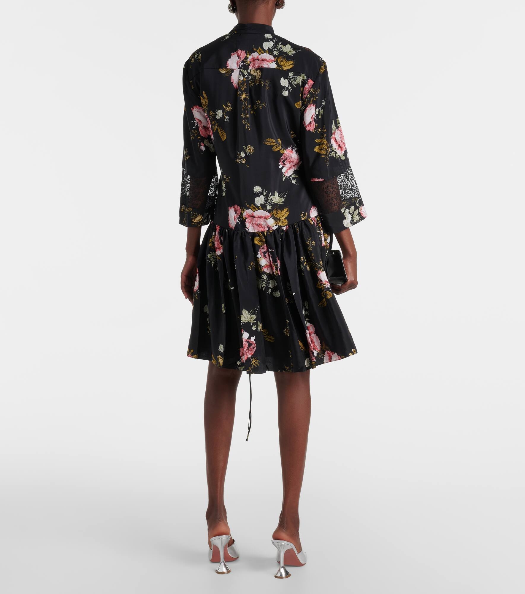 Floral silk crêpe de chine minidress - 3