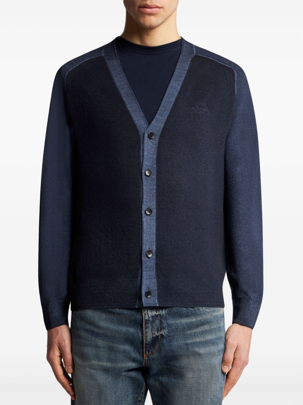 Pegaso-embroidered wool cardigan - 2
