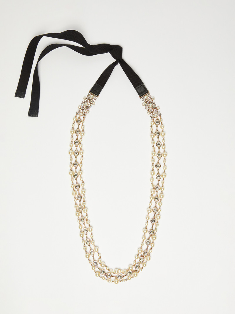 QUARZO Bejewelled pearl and rhinestone belt 1