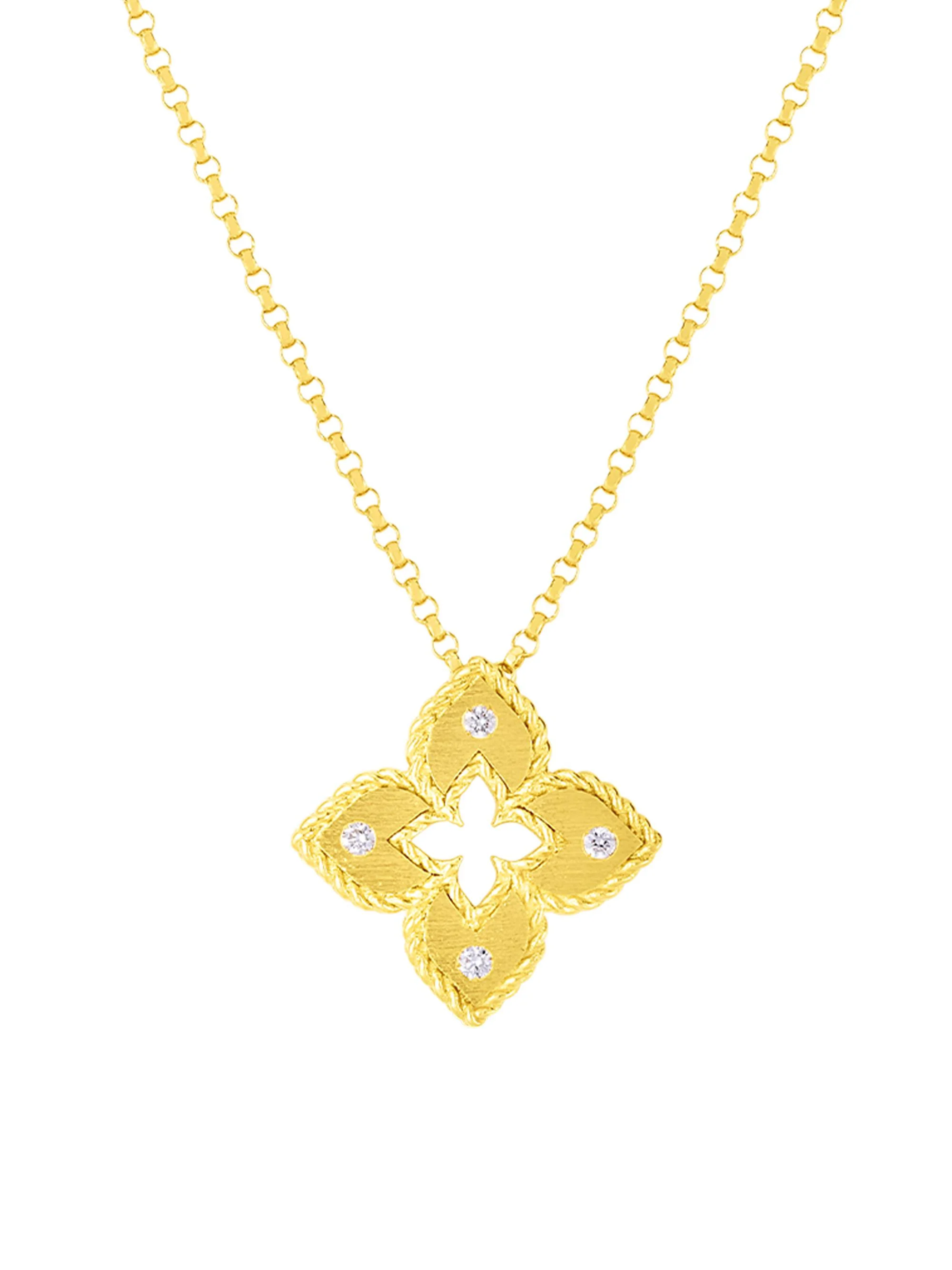 Women's Petite Venetian Extra-Small 18K Yellow Gold & Diamond Pendant Necklace - Yellow Gold - 1